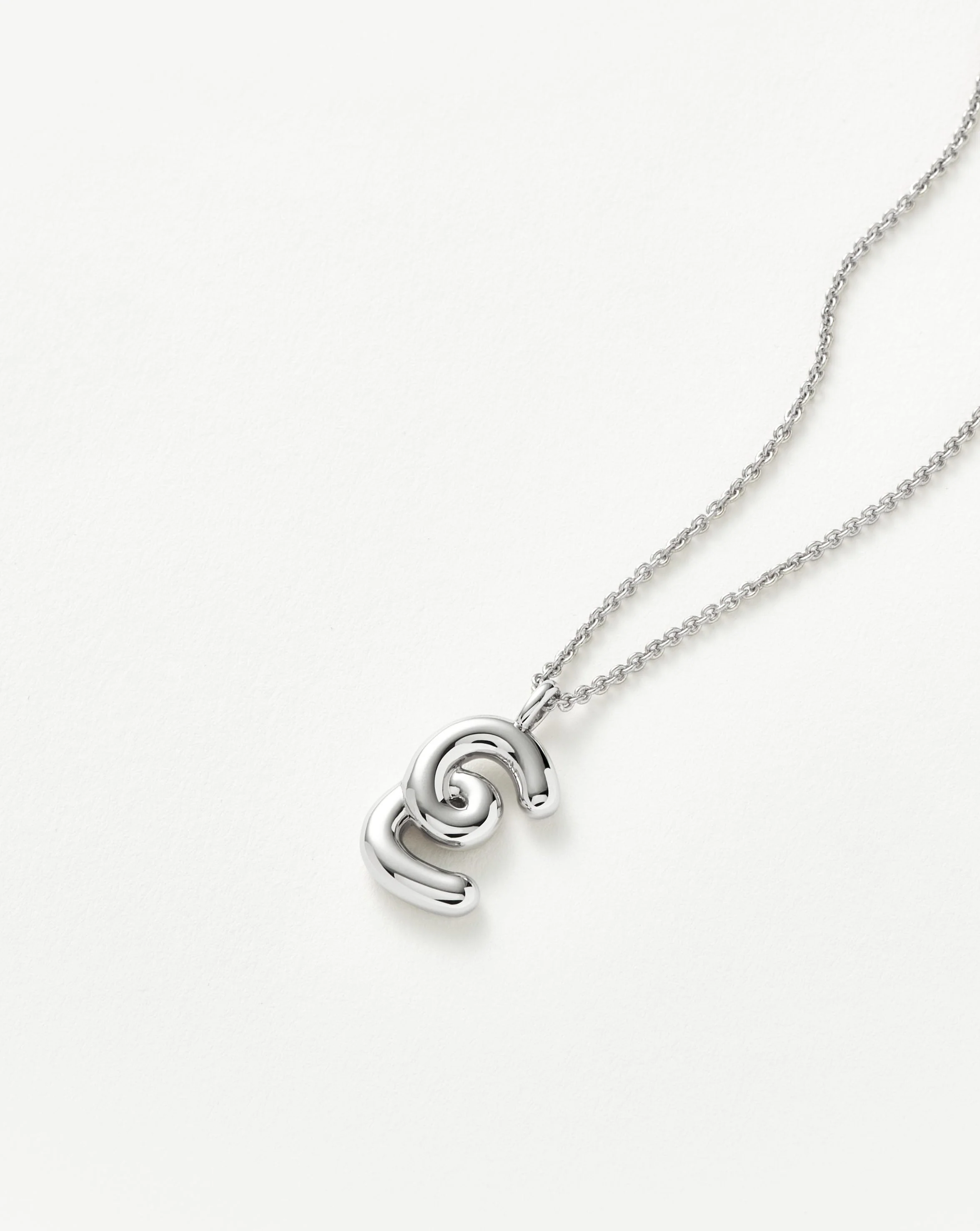 Curly Molten Initial Pendant Necklace - E | Sterling Silver - Image 5