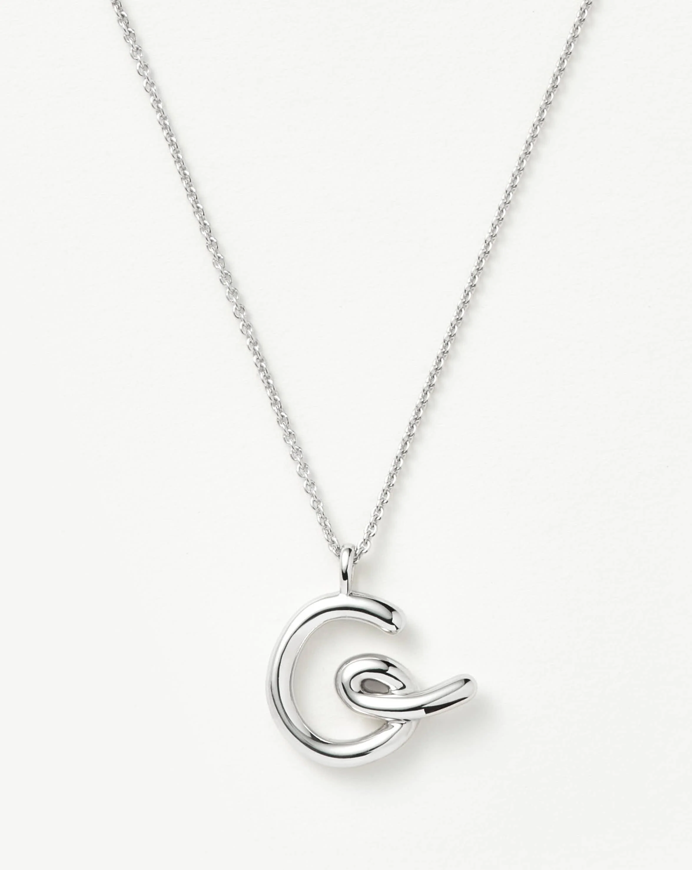 Curly Molten Initial Pendant Necklace - G | Sterling Silver