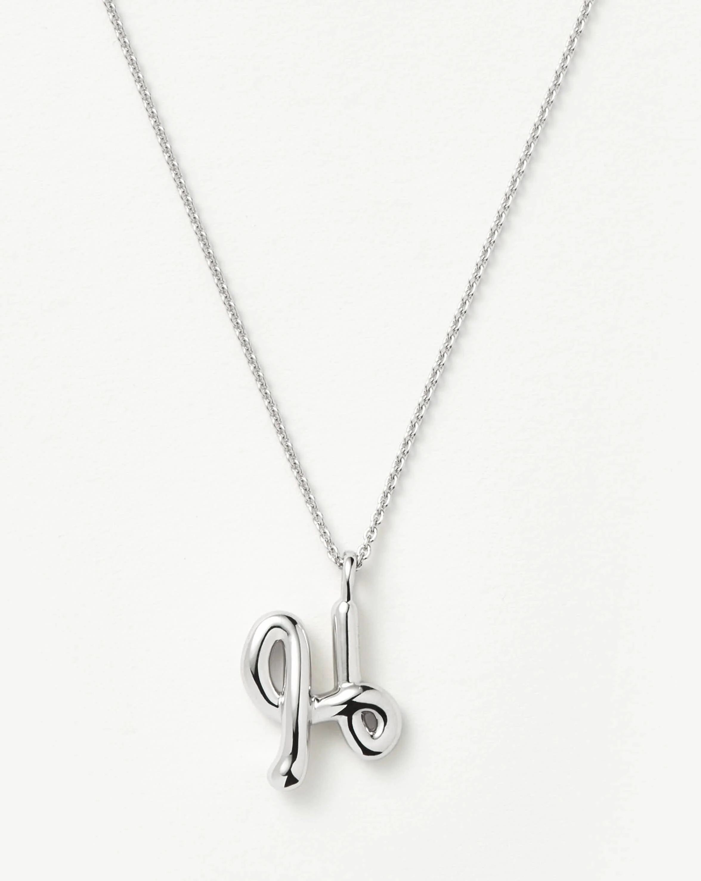 Curly Molten Initial Pendant Necklace - H | Sterling Silver