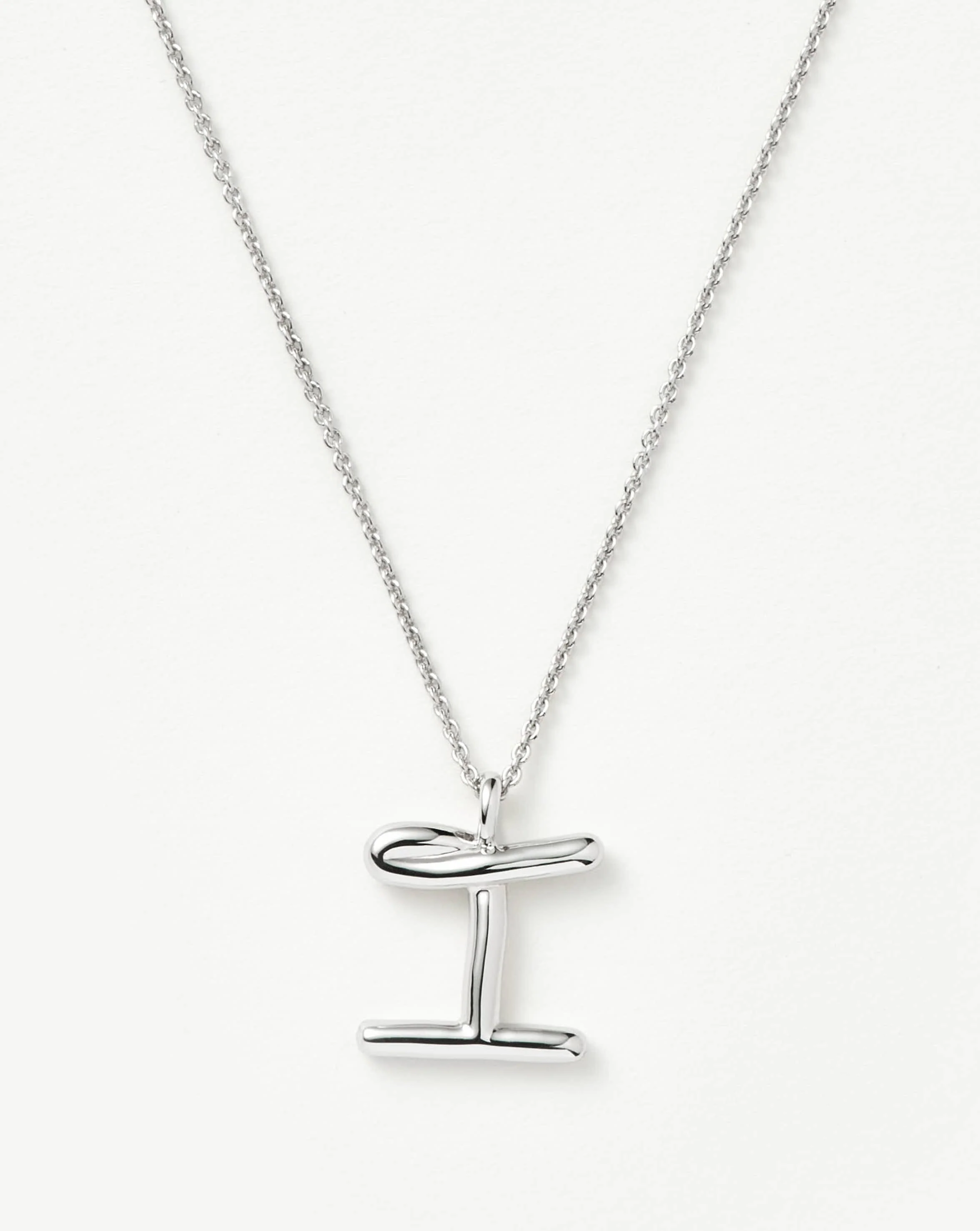 Curly Molten Initial Pendant Necklace - I | Sterling Silver