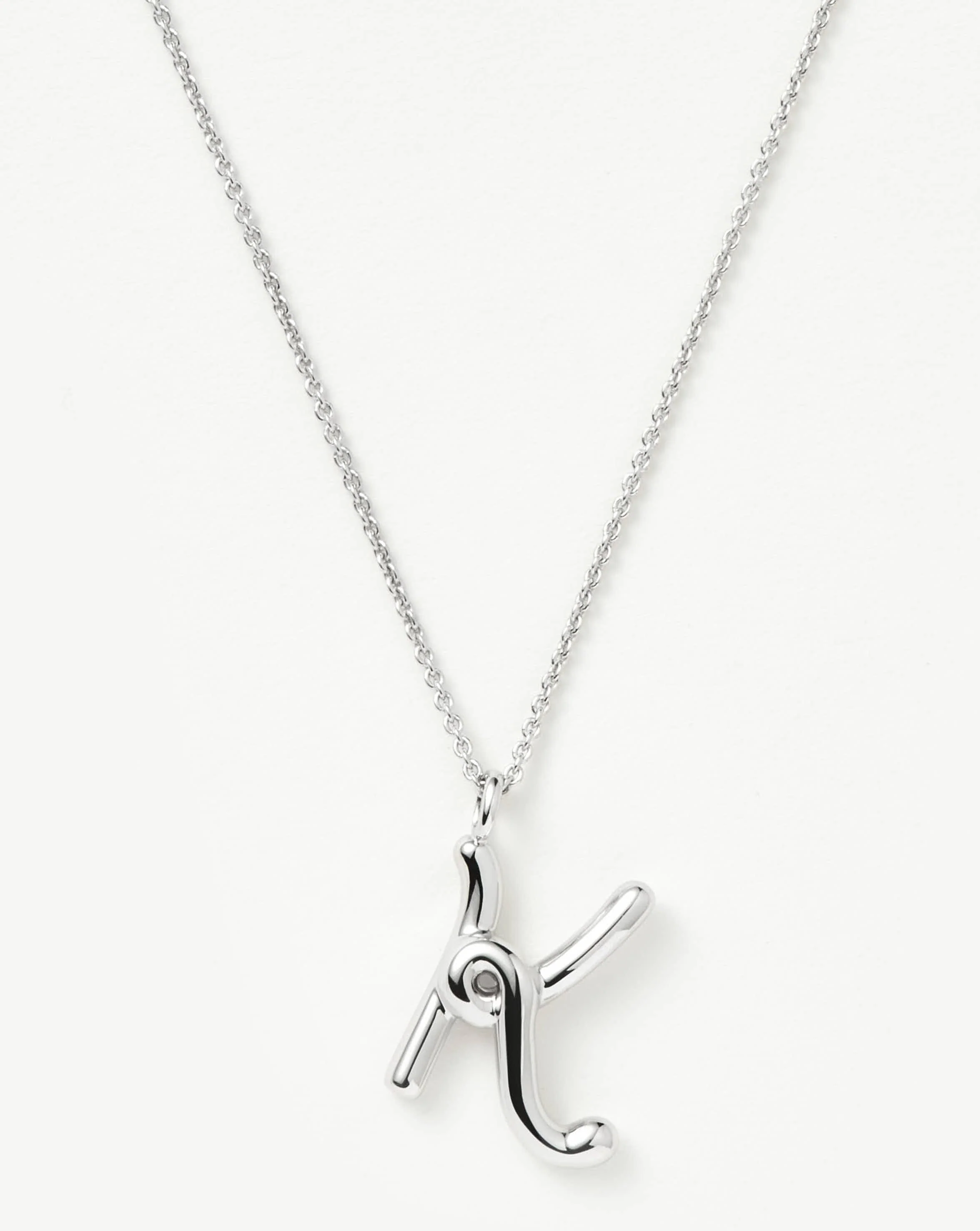 Curly Molten Initial Pendant Necklace - K | Sterling Silver