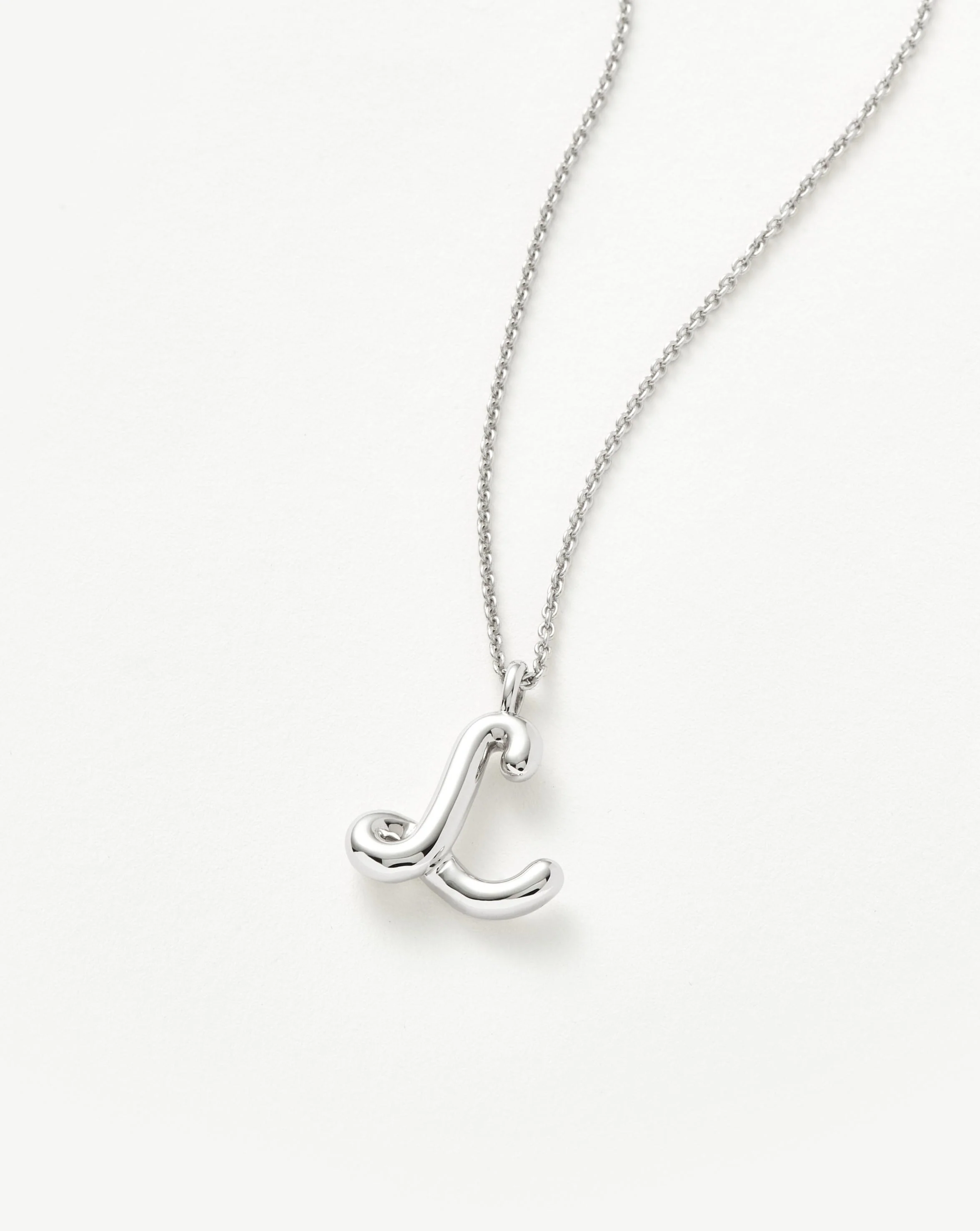 Curly Molten Initial Pendant Necklace - L | Sterling Silver - Image 4