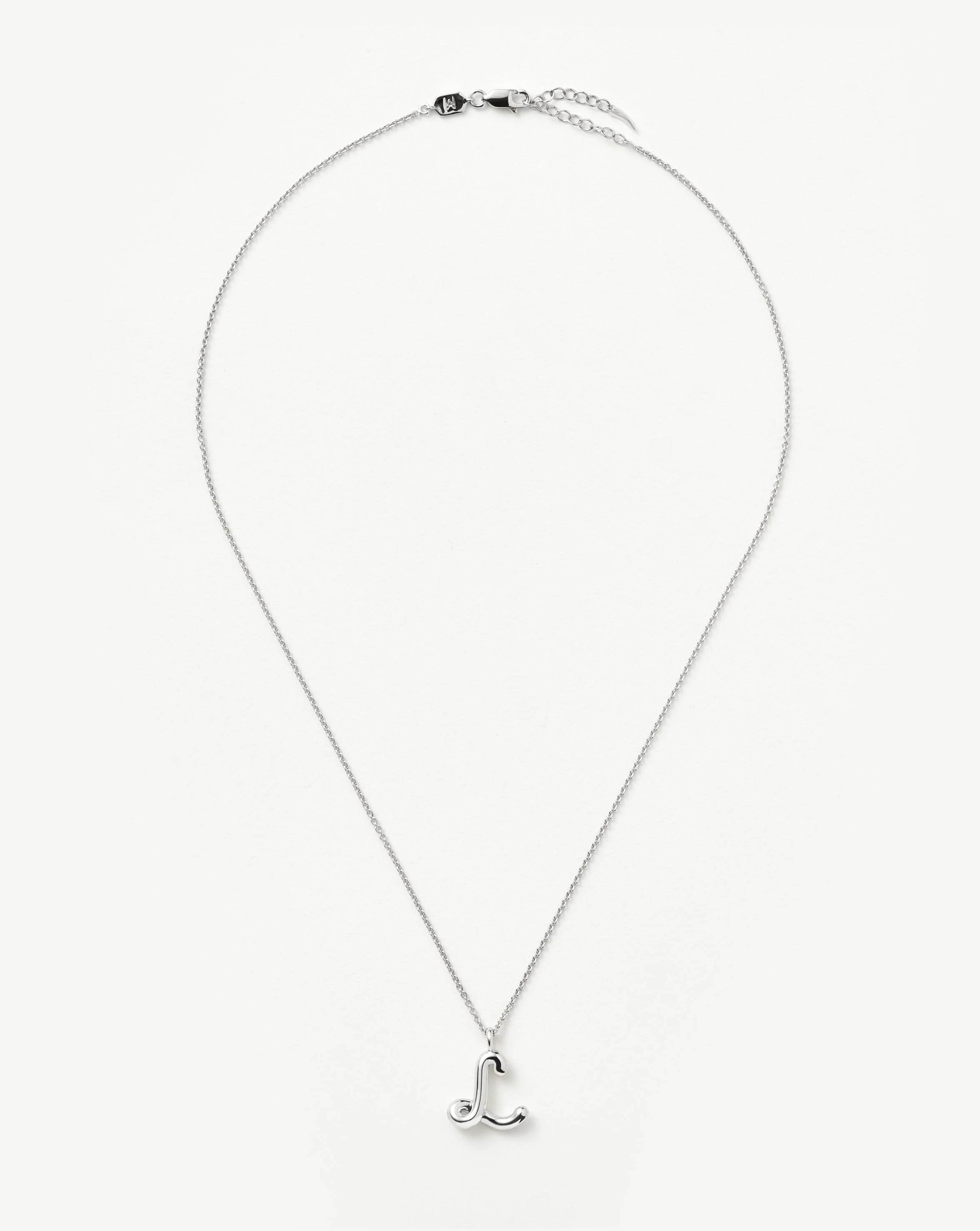 Curly Molten Initial Pendant Necklace - L | Sterling Silver - Image 5