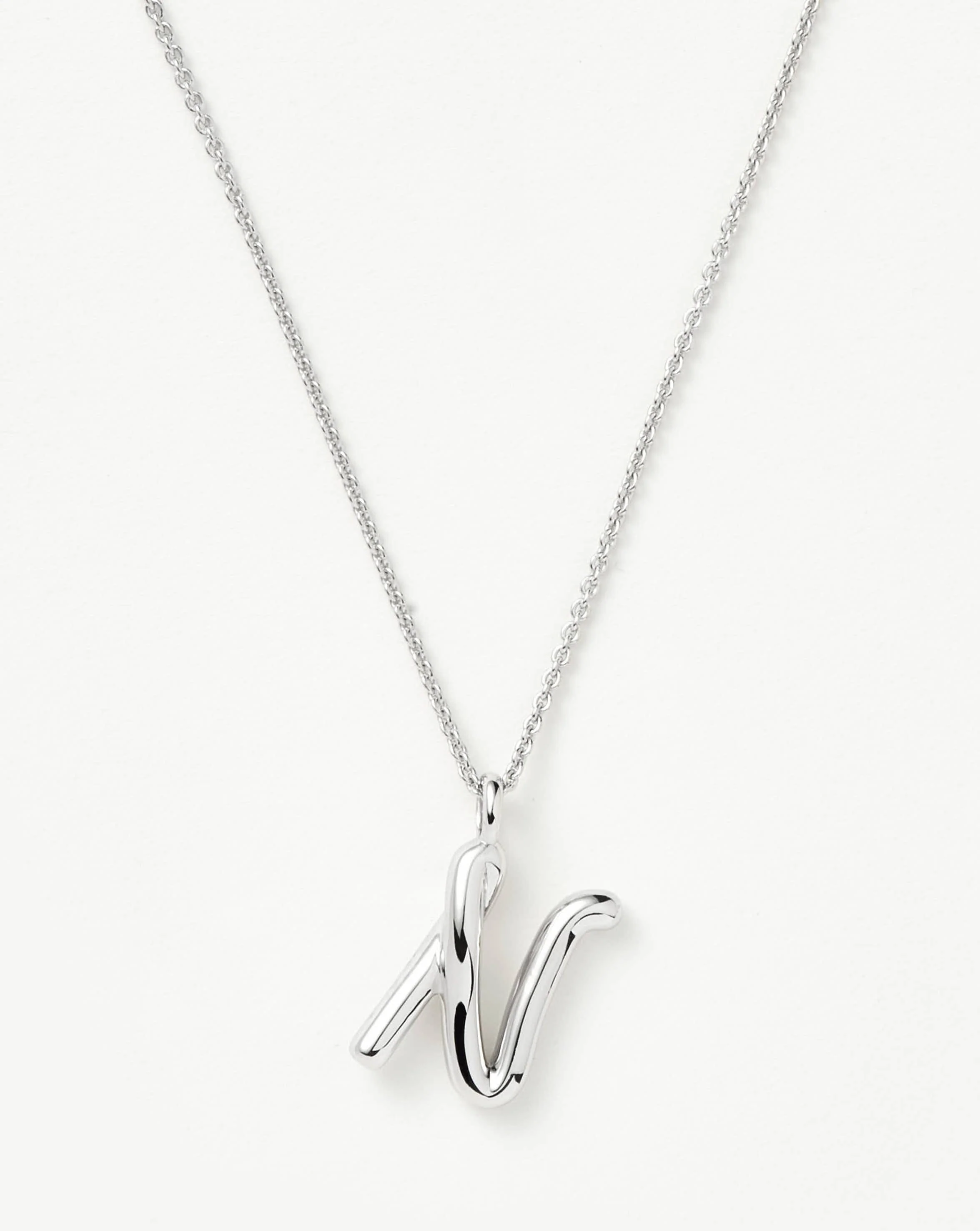Curly Molten Initial Pendant Necklace - N | Sterling Silver