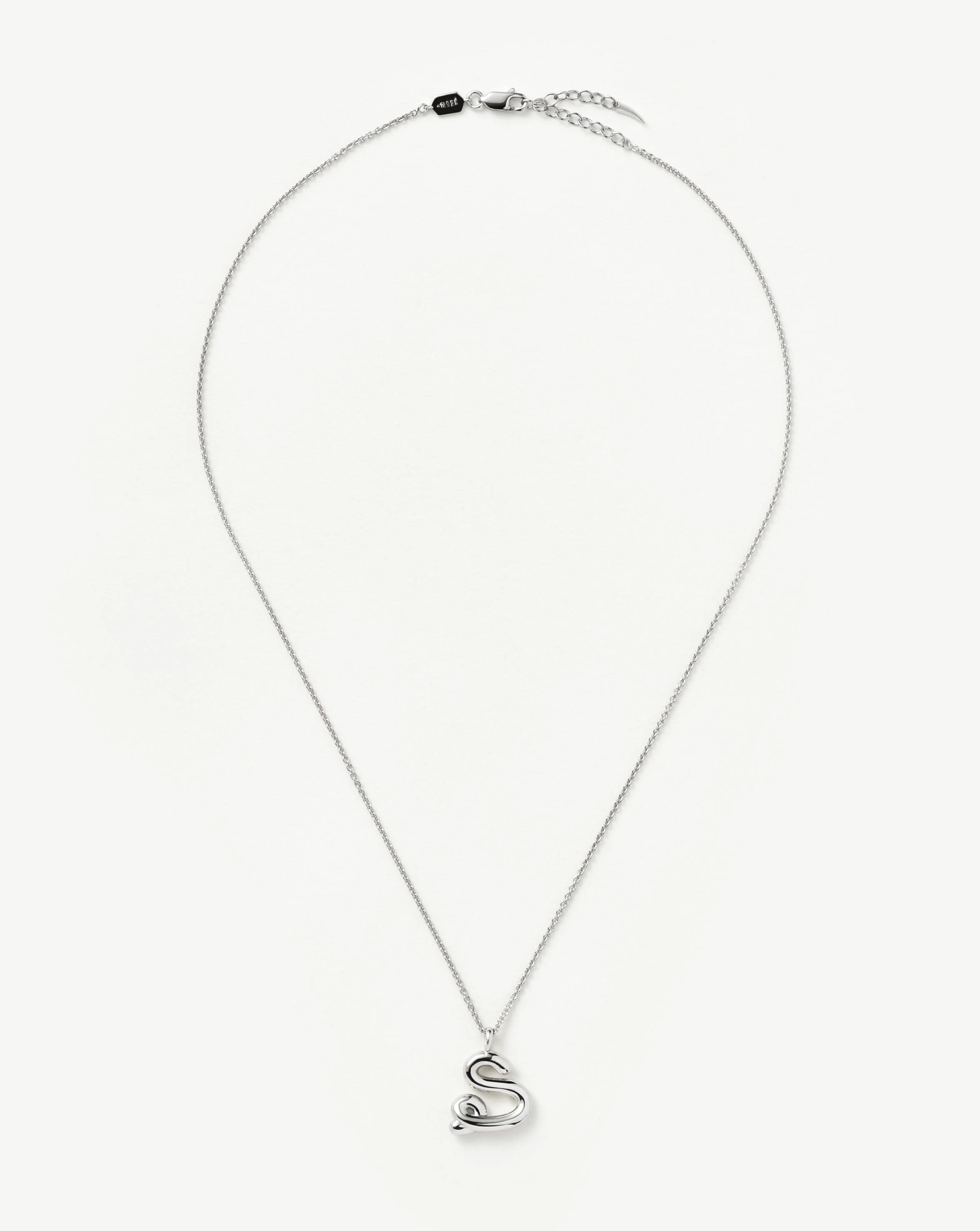 Curly Molten Initial Pendant Necklace - S | Sterling Silver - Image 4