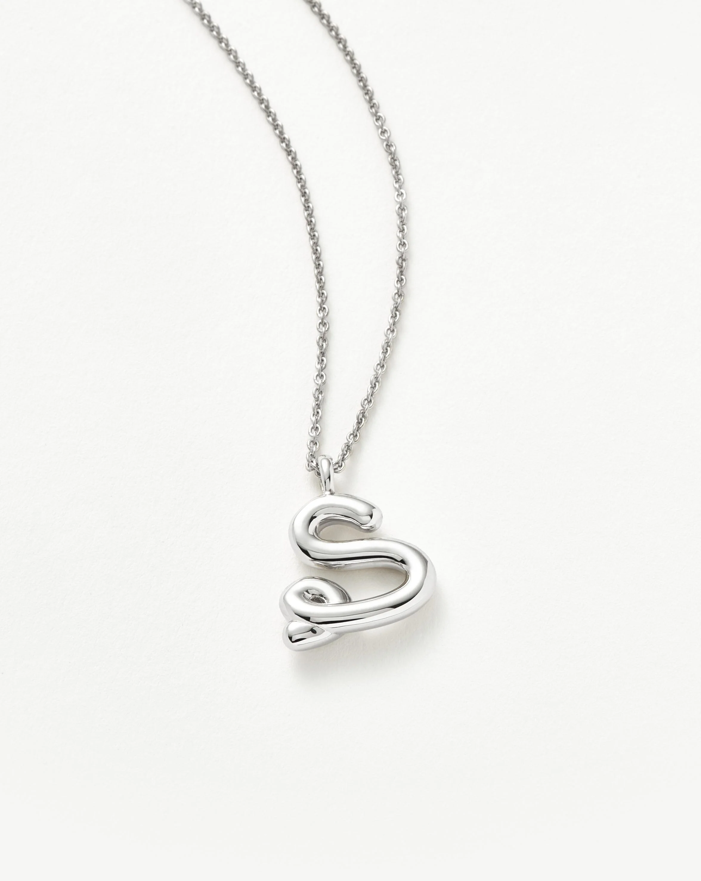 Curly Molten Initial Pendant Necklace - S | Sterling Silver - Image 5