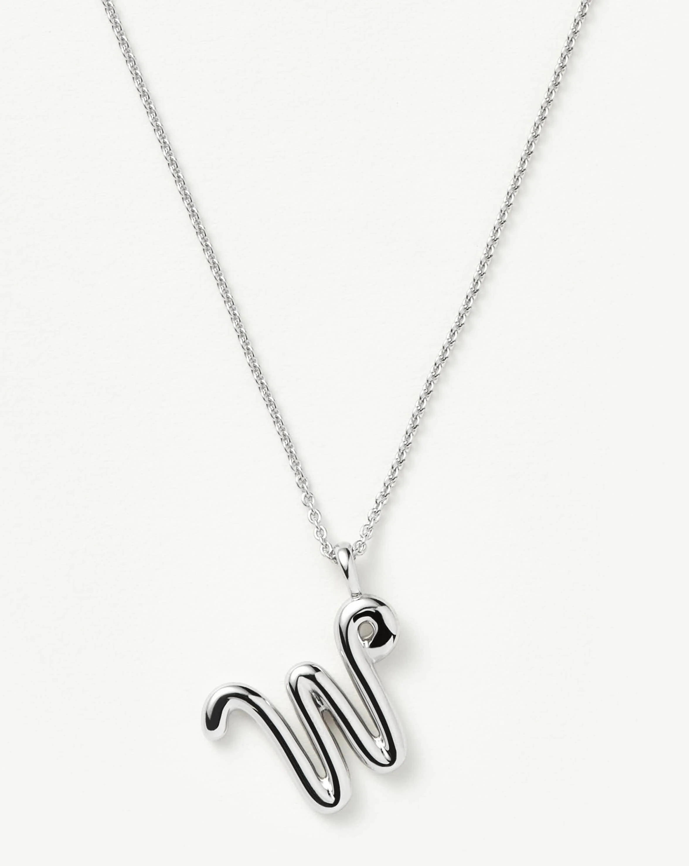 Curly Molten Initial Pendant Necklace - W | Sterling Silver