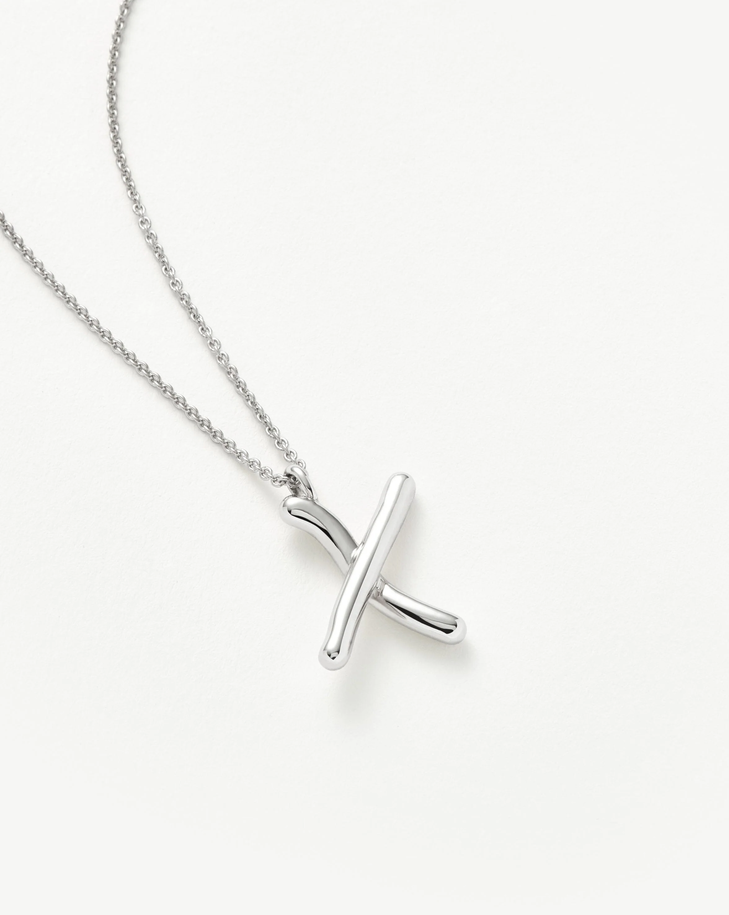 Curly Molten Initial Pendant Necklace - X | Sterling Silver - Image 2