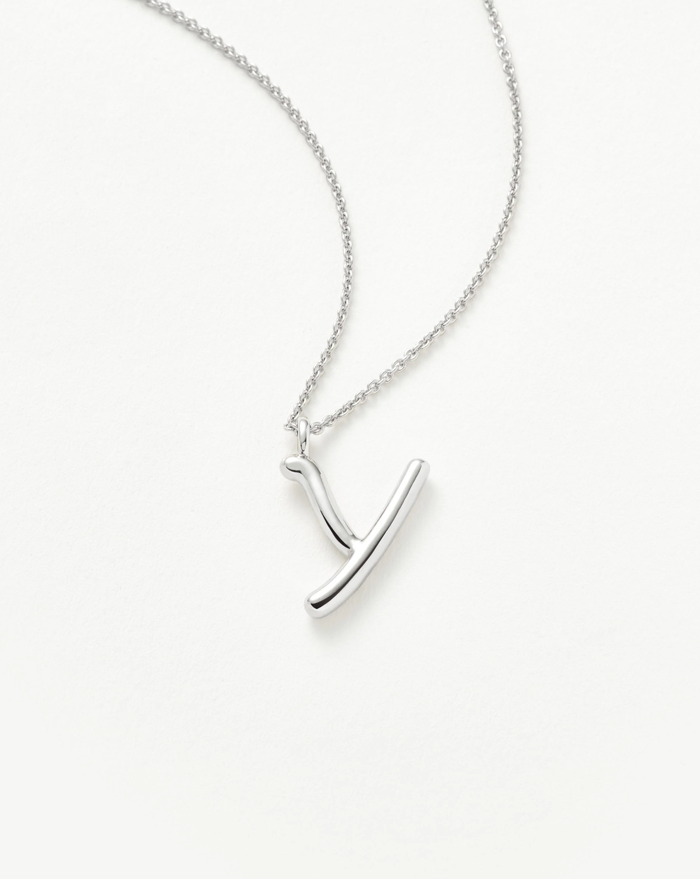 Curly Molten Initial Pendant Necklace - Y | Sterling Silver - Image 2