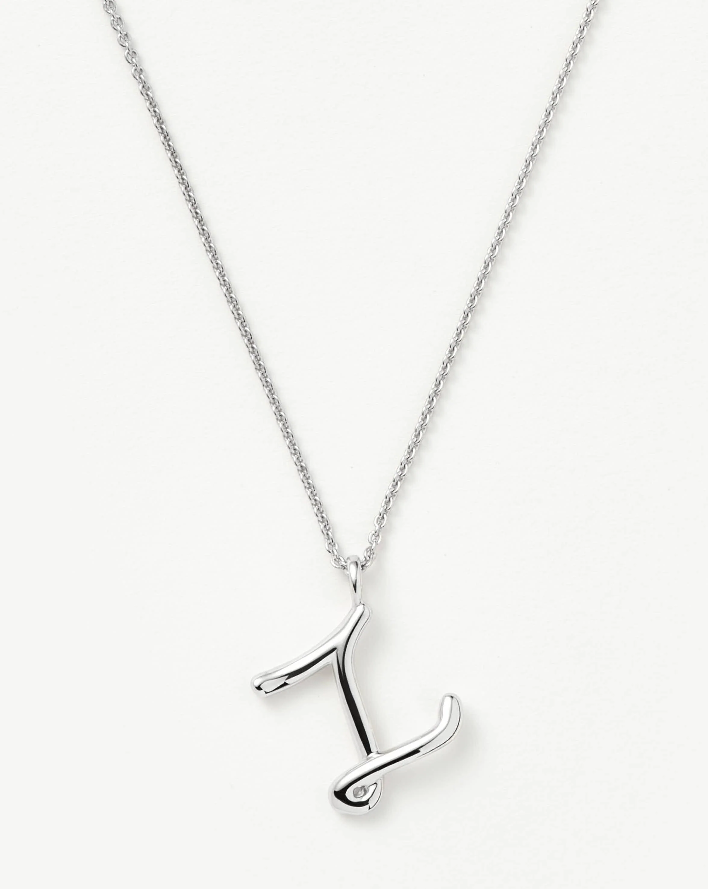Curly Molten Initial Pendant Necklace - Z | Sterling Silver