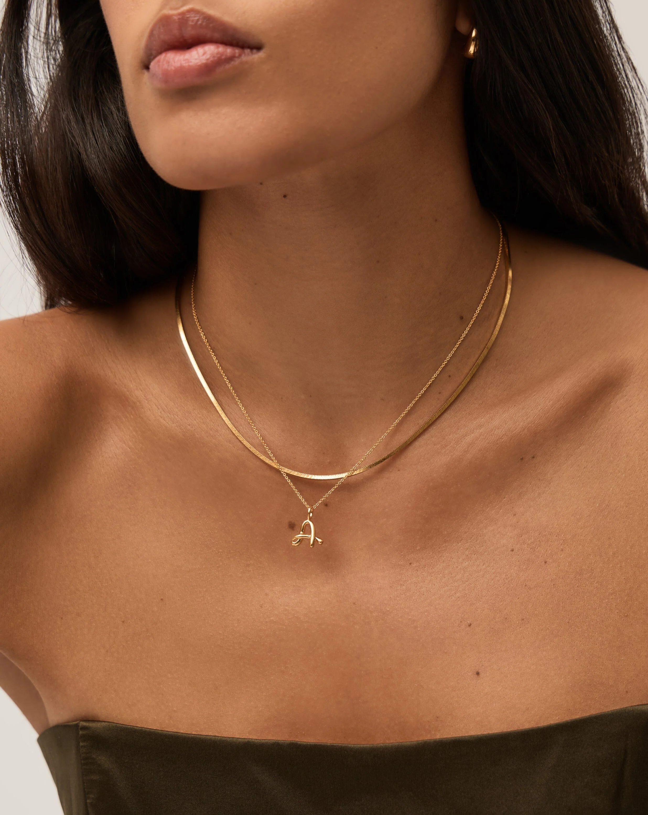 Curly Molten Mini Initial Necklace - A | 18ct Gold Vermeil - Image 2