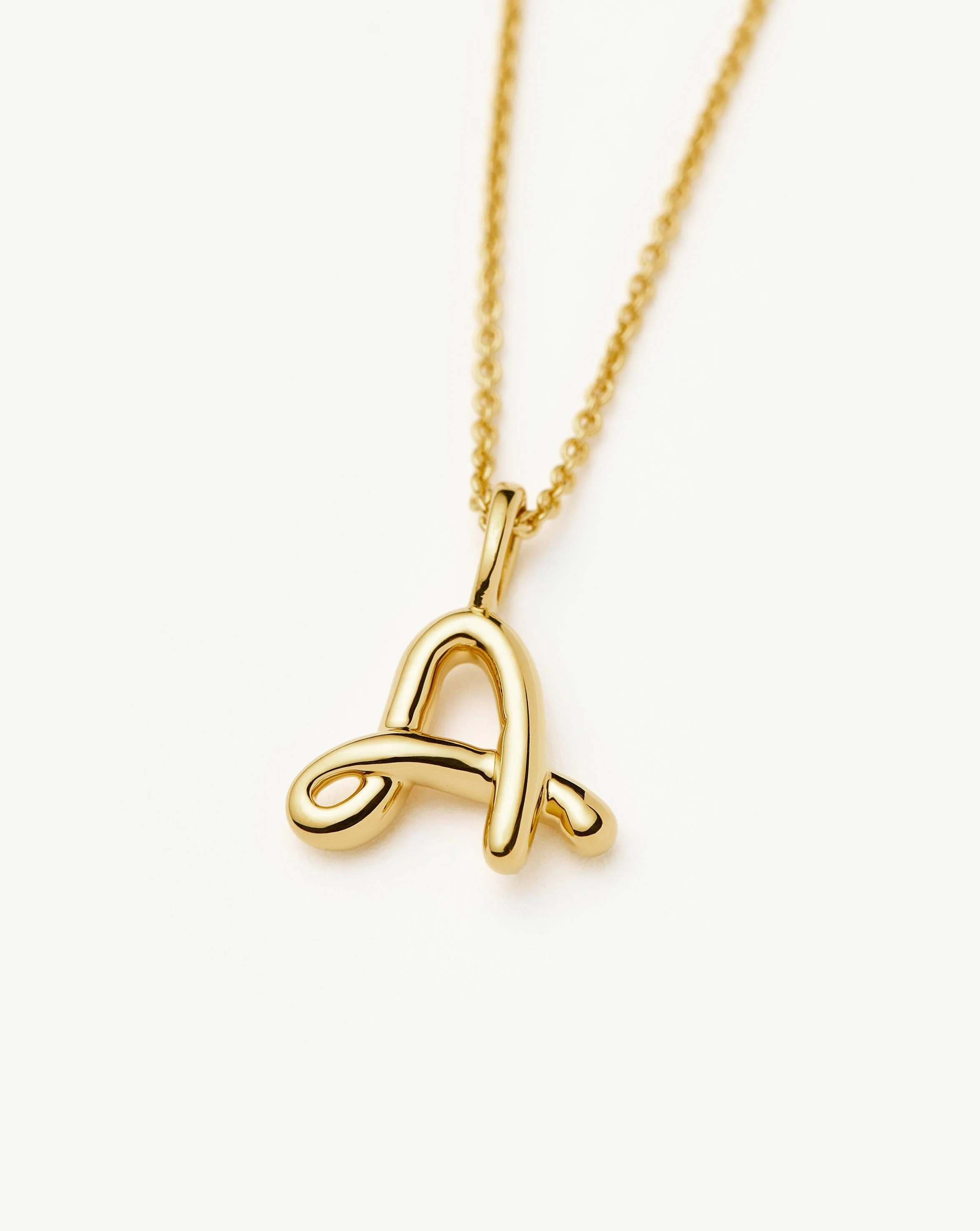 Curly Molten Mini Initial Necklace - A | 18ct Gold Vermeil - Image 4