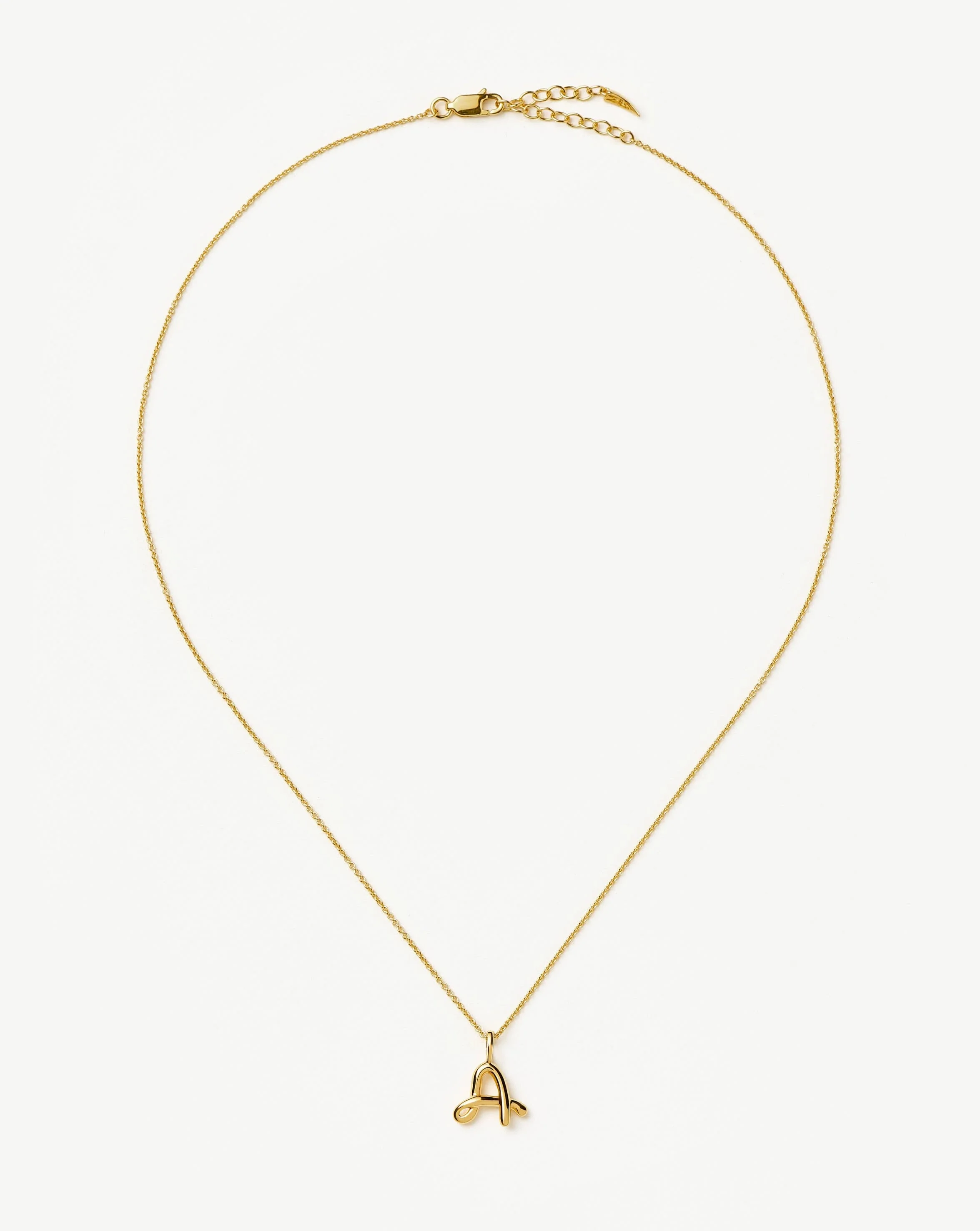 Curly Molten Mini Initial Necklace - A | 18ct Gold Vermeil - Image 5