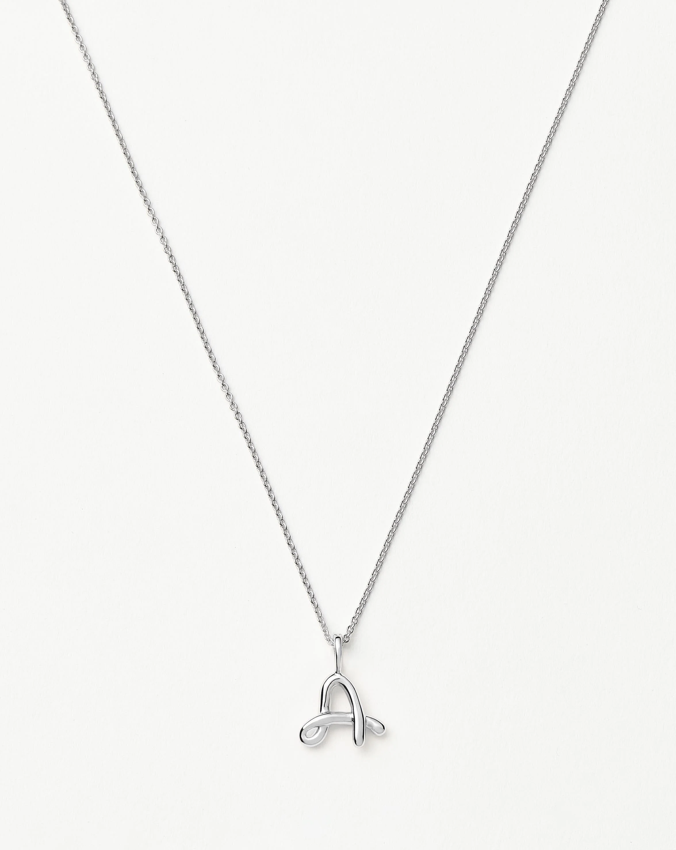 Curly Molten Mini Initial Necklace - A | Sterling Silver