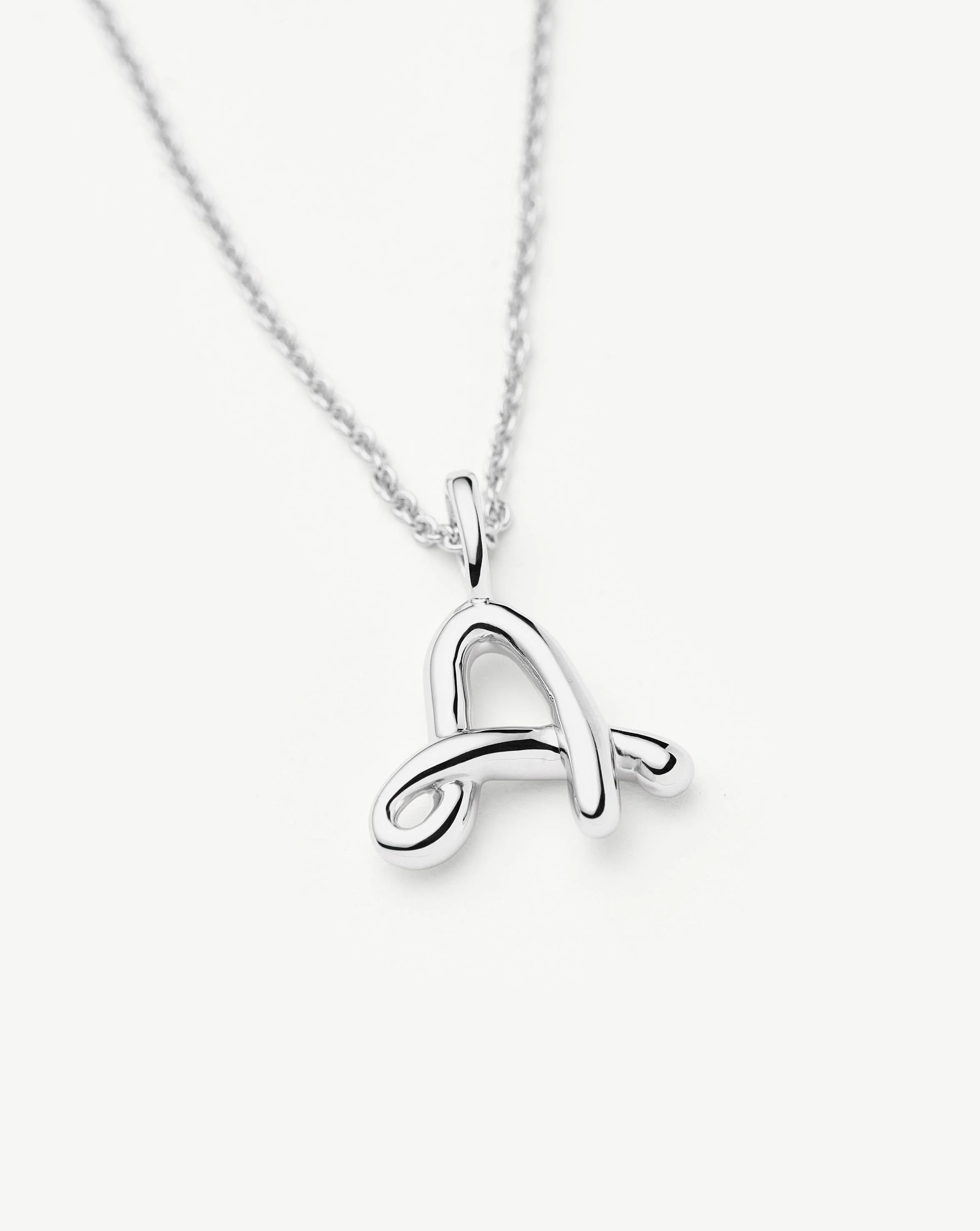 Curly Molten Mini Initial Necklace - A | Sterling Silver - Image 4