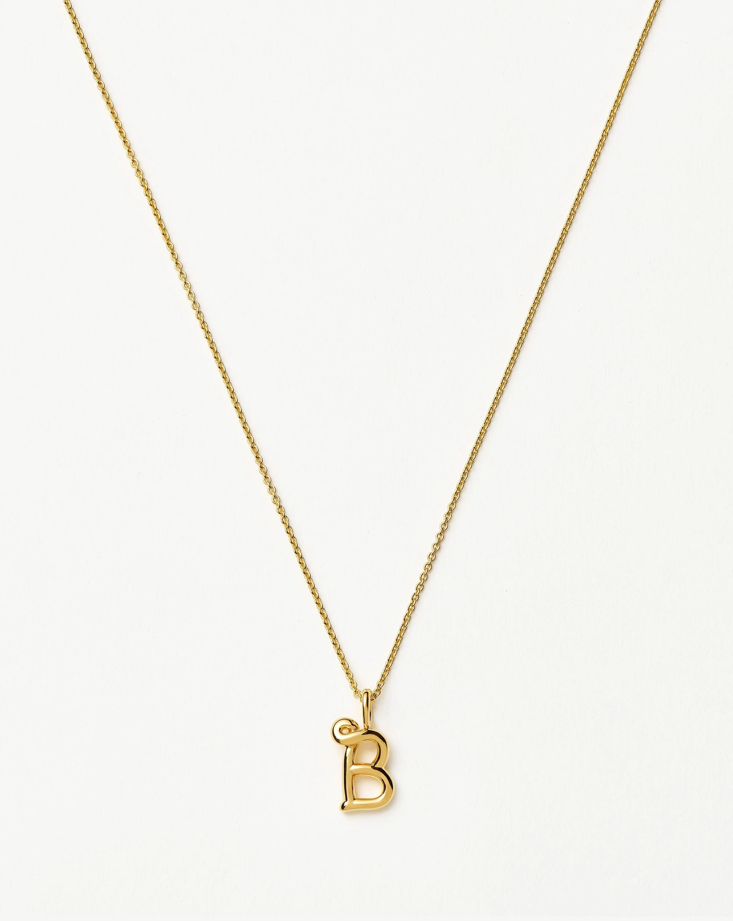 Curly Molten Mini Initial Necklace - B | 18ct Gold Vermeil