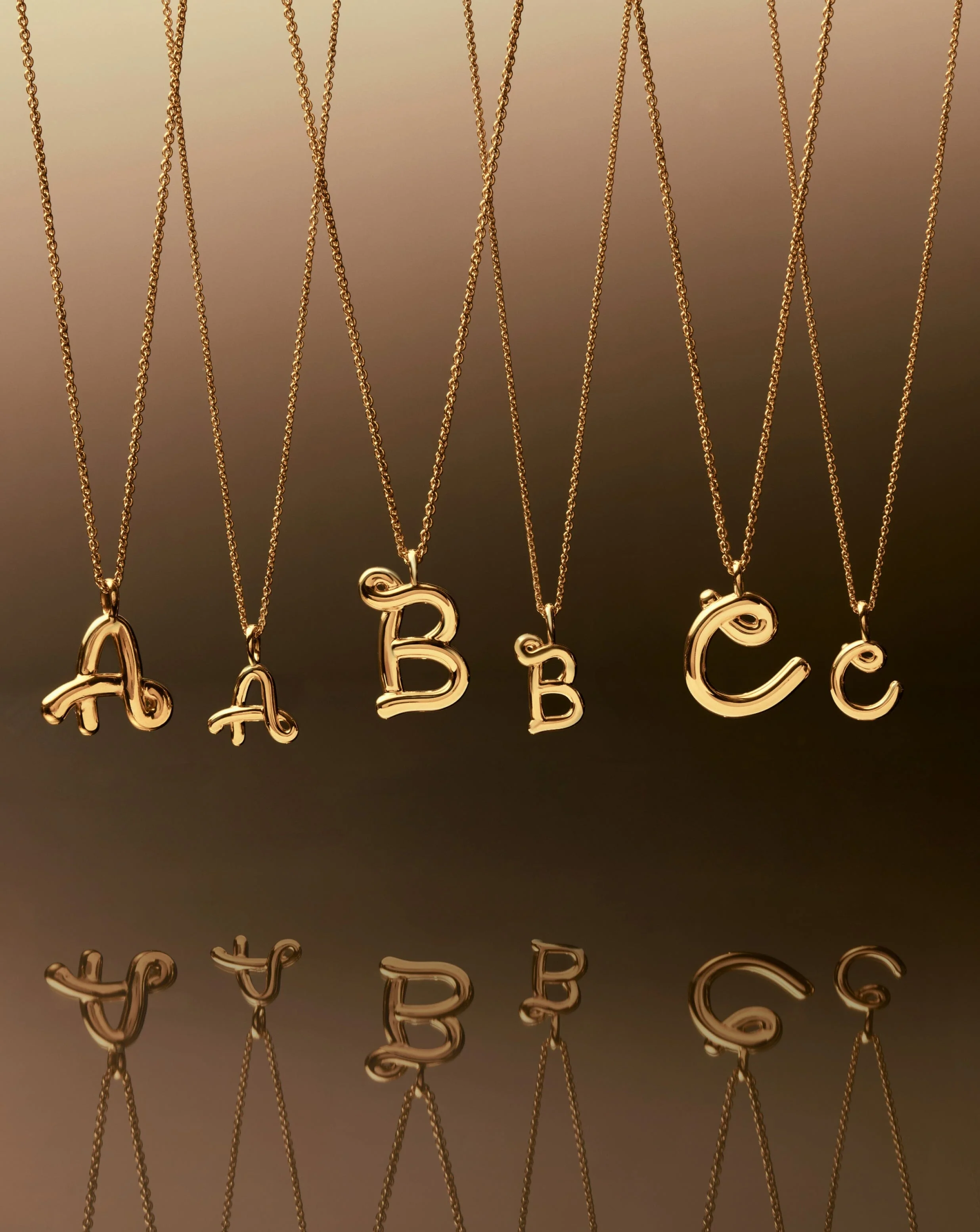 Curly Molten Mini Initial Necklace - A | 18ct Gold Vermeil - Image 3