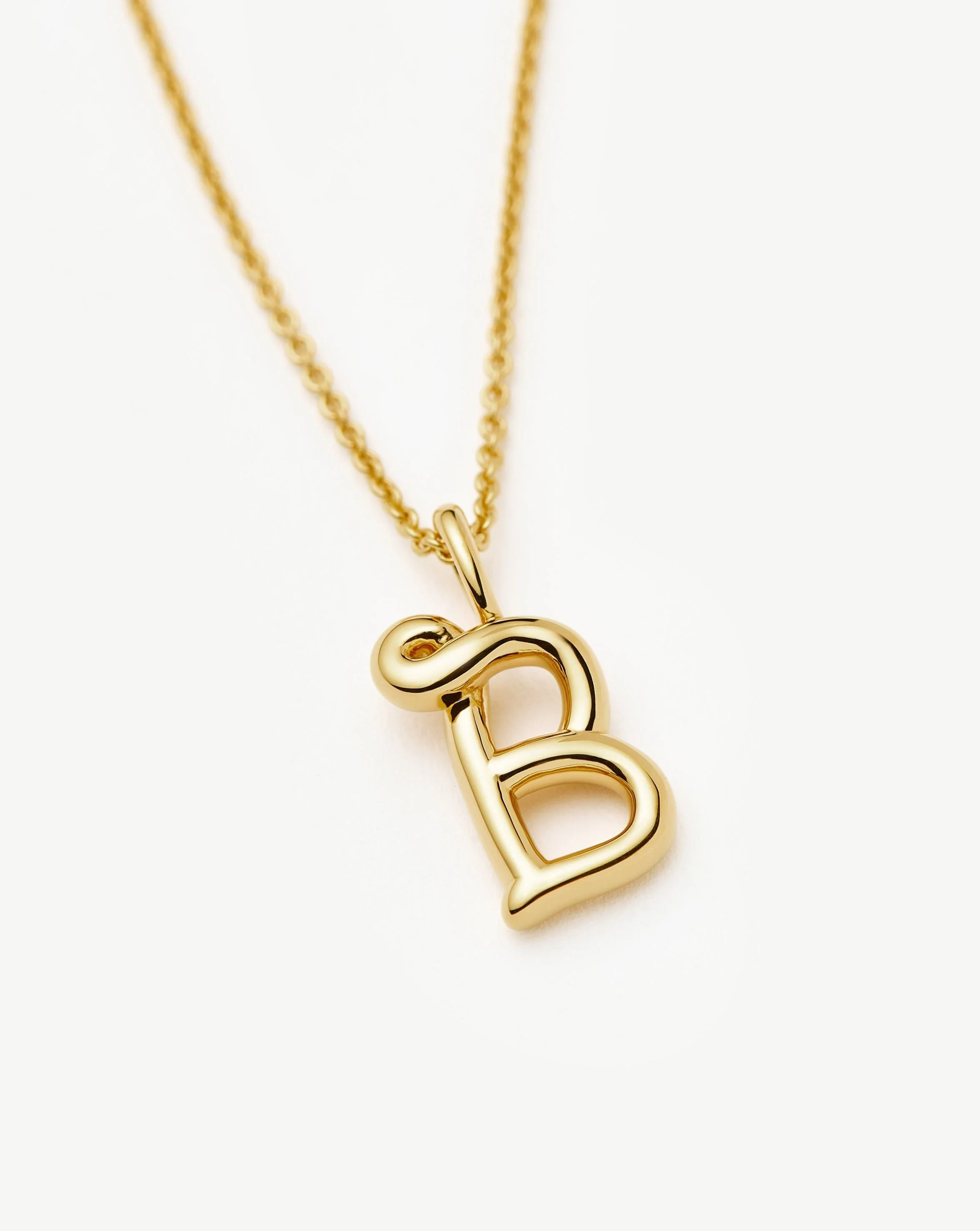 Curly Molten Mini Initial Necklace - B | 18ct Gold Vermeil - Image 5