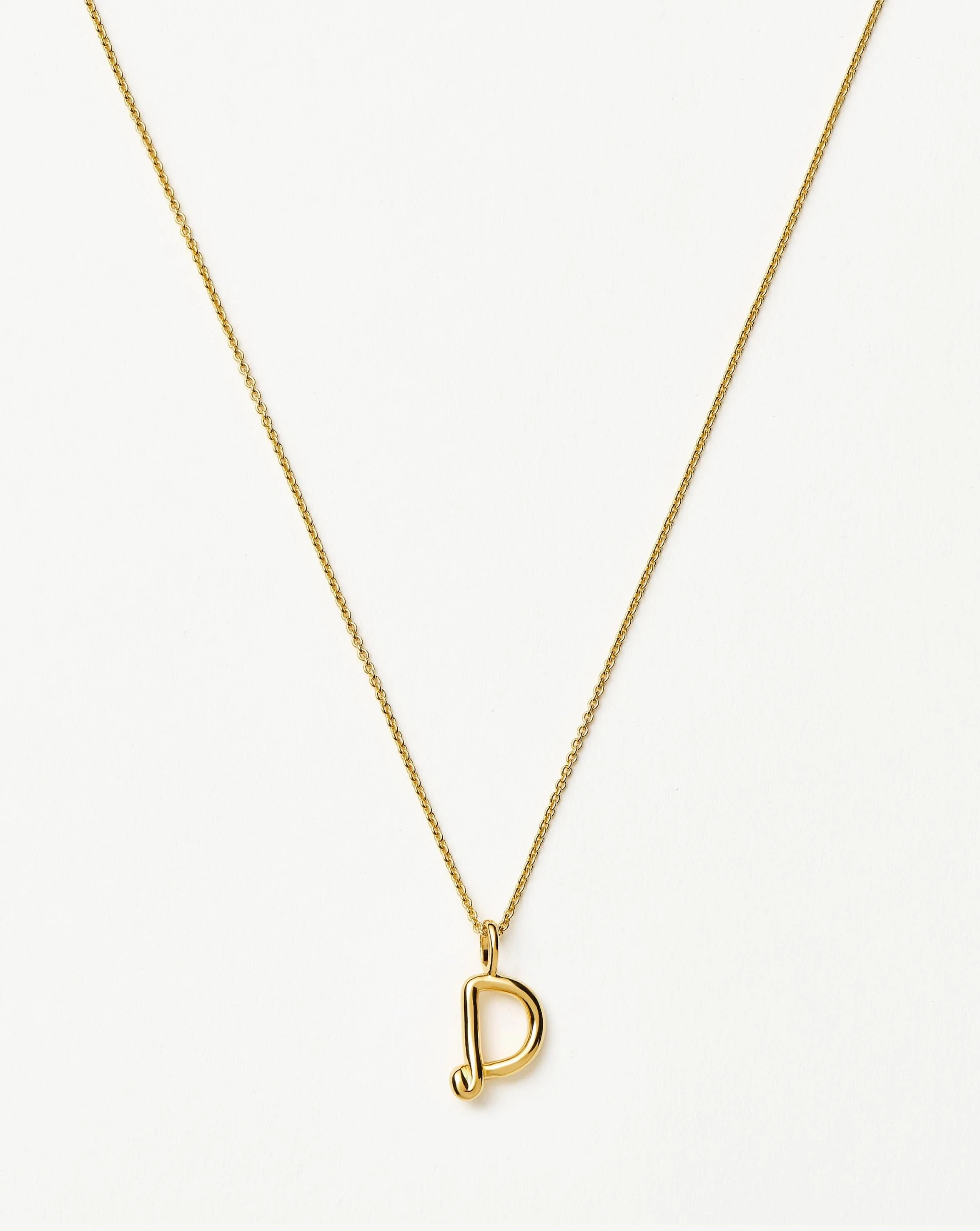 Curly Molten Mini Initial Necklace - D  | 18ct Gold Vermeil