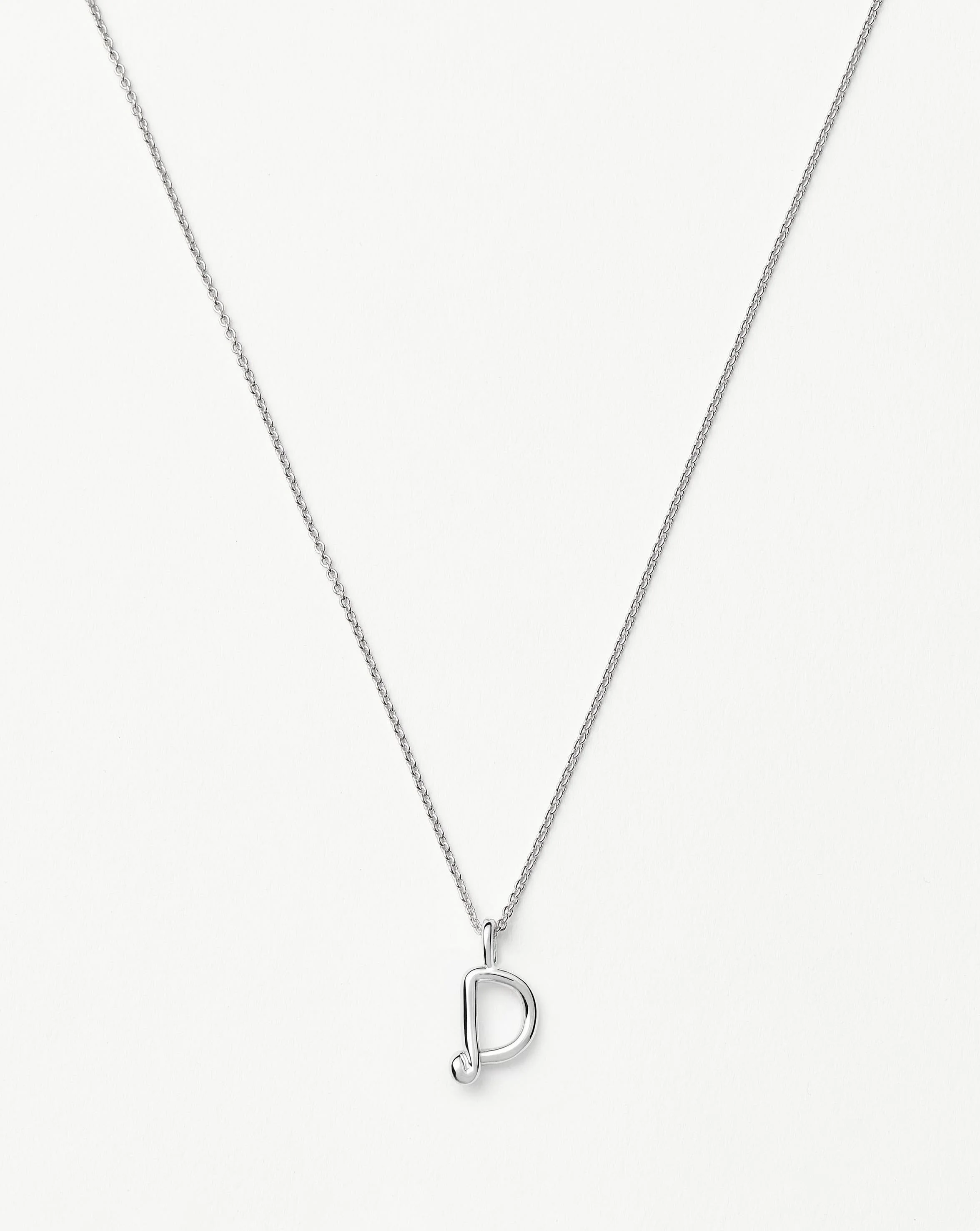 Curly Molten Mini Initial Necklace - D | Sterling Silver