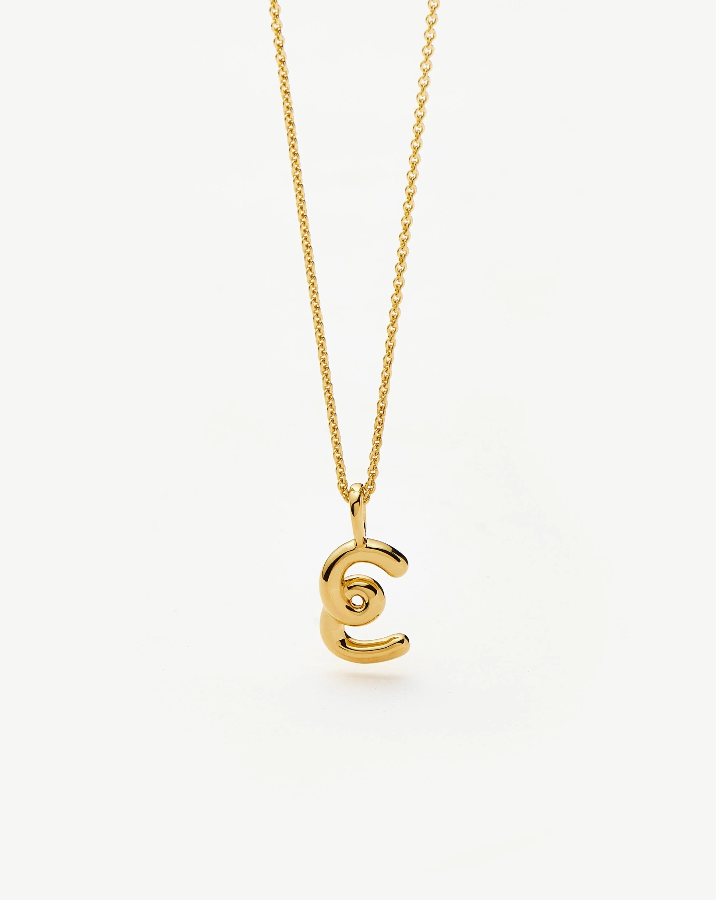 Curly Molten Mini Initial Necklace - E | 18ct Gold Vermeil - Image 5