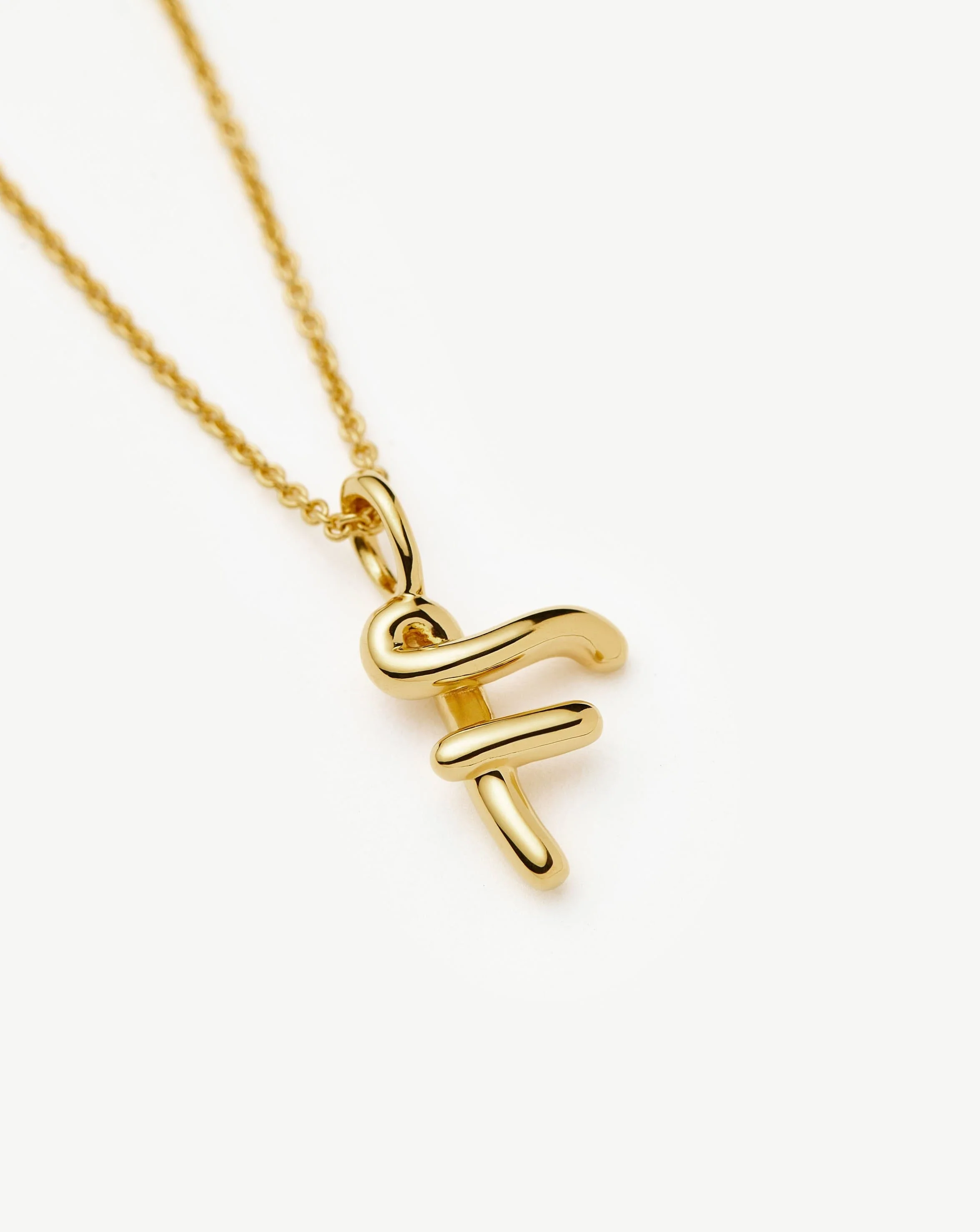 Curly Molten Mini Initial Necklace - F | 18ct Gold Vermeil - Image 2