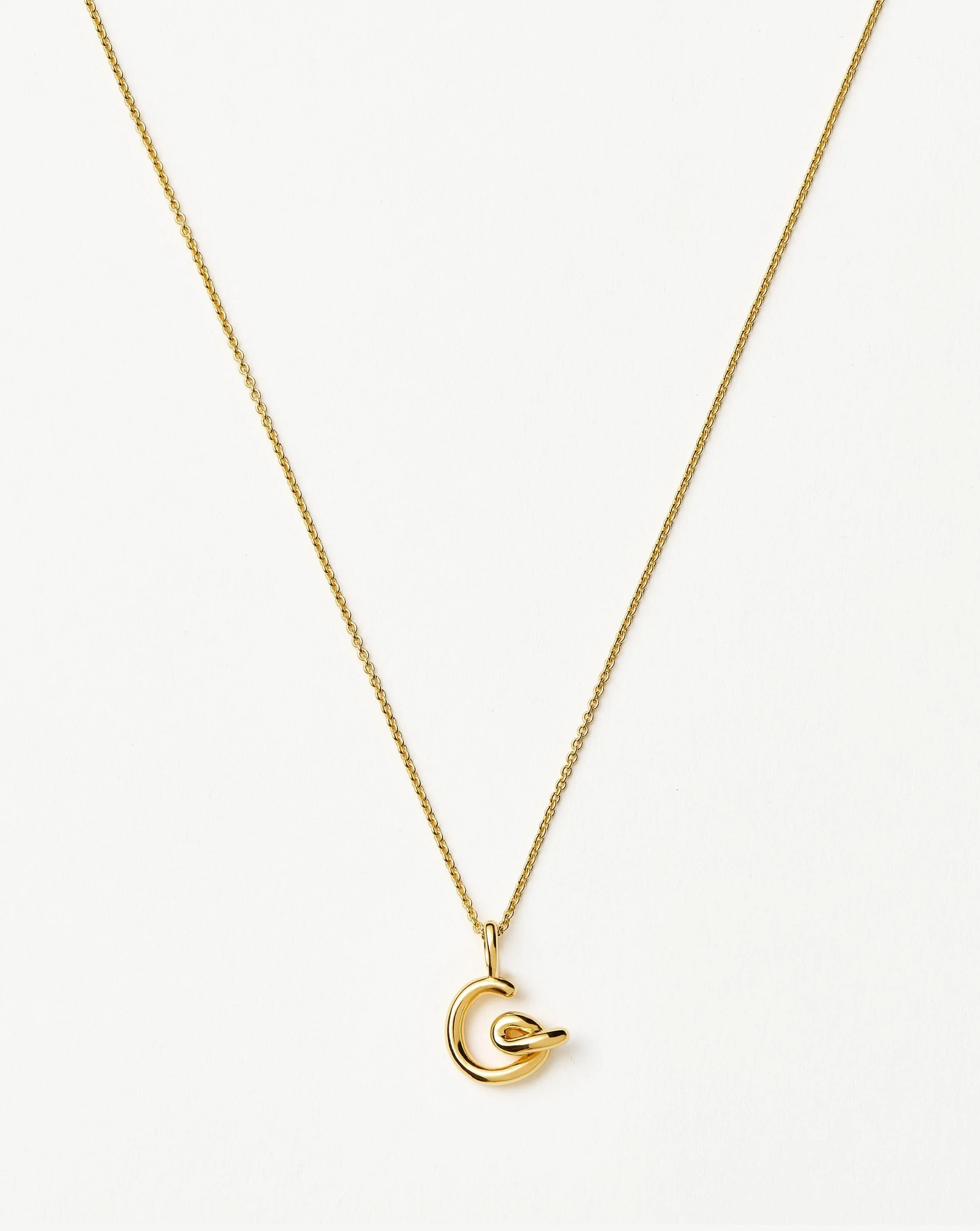 Curly Molten Mini Initial Necklace - G  | 18ct Gold Vermeil