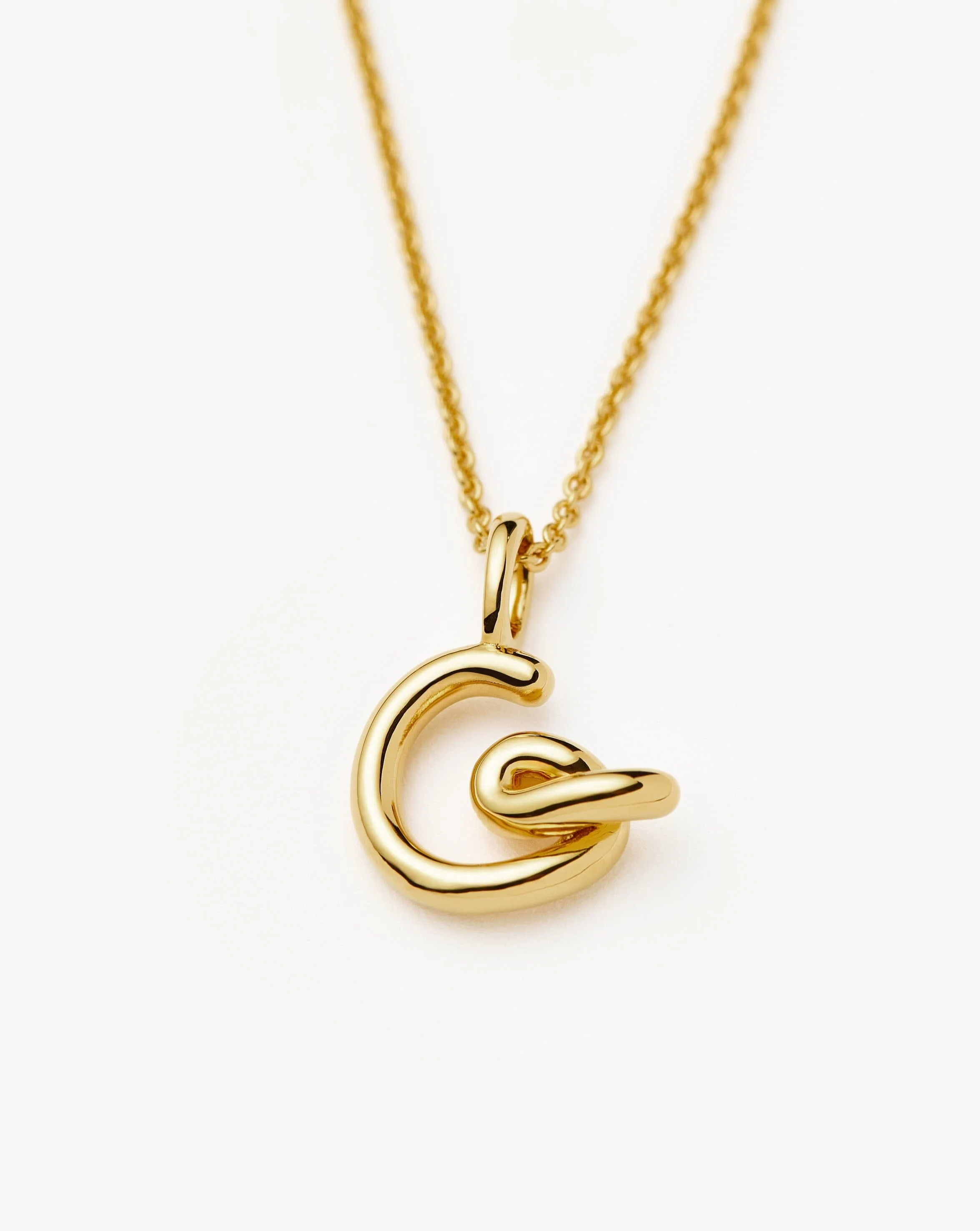 Curly Molten Mini Initial Necklace - G  | 18ct Gold Vermeil - Image 2
