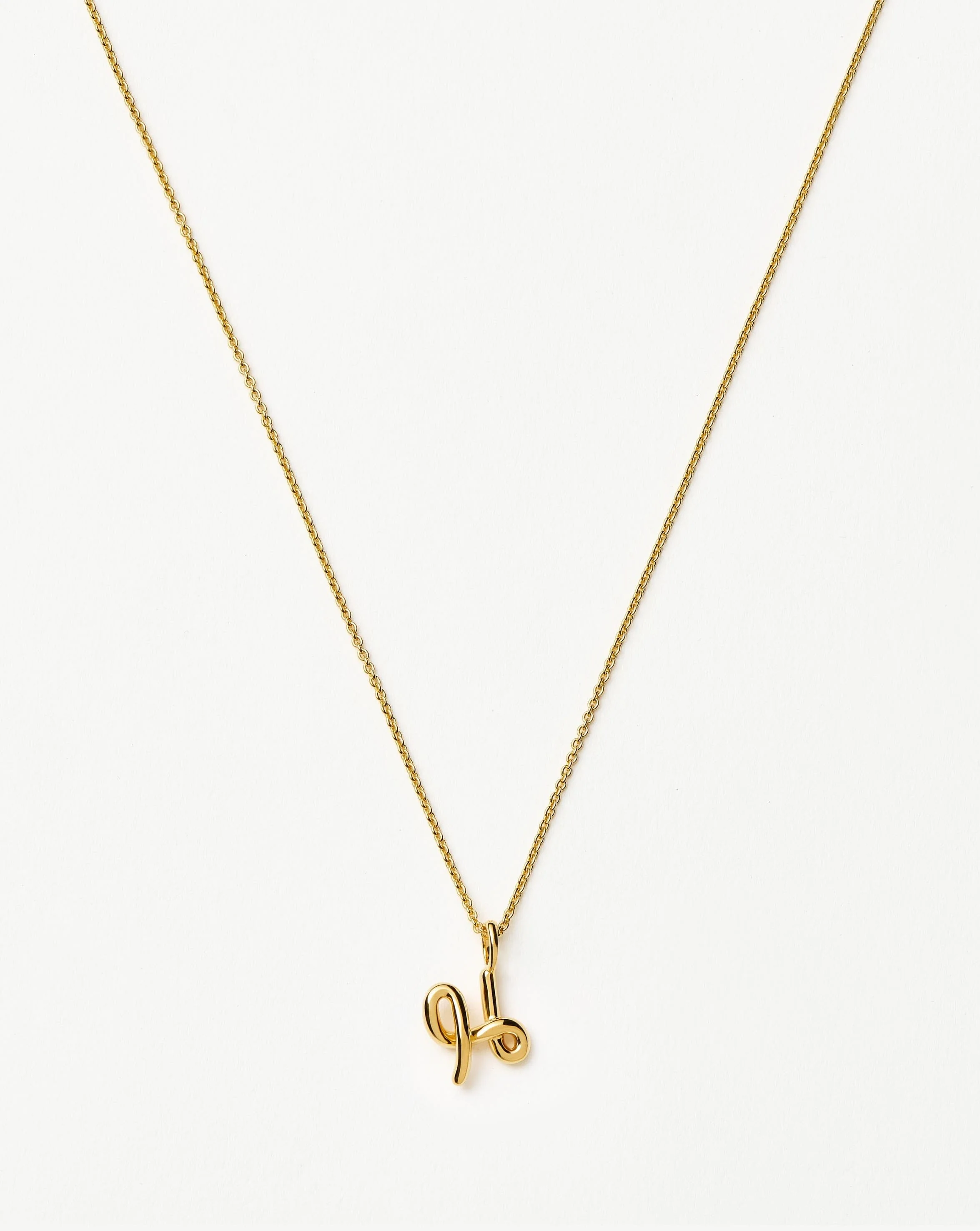 Curly Molten Mini Initial Necklace - H | 18ct Gold Vermeil