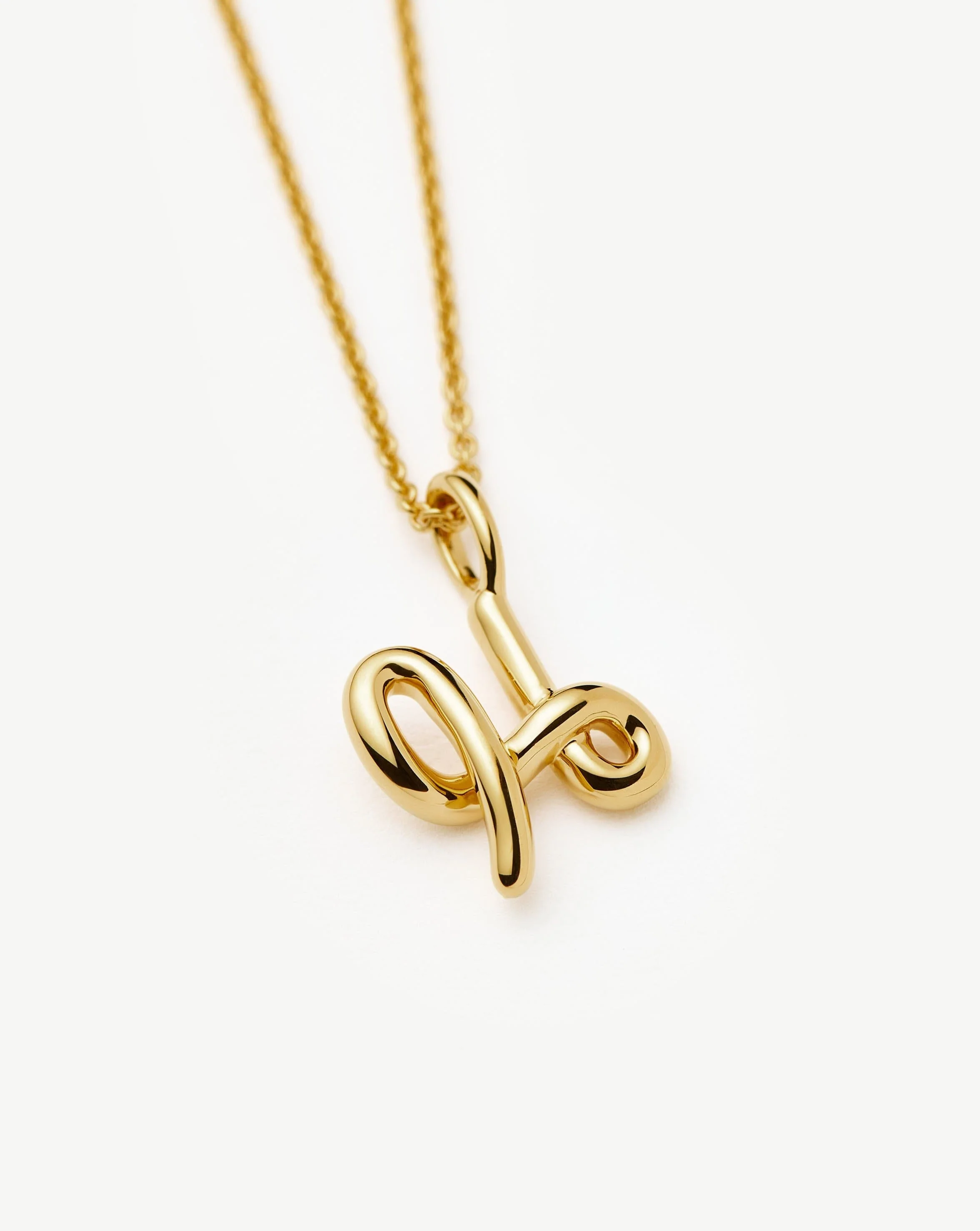 Curly Molten Mini Initial Necklace - H | 18ct Gold Vermeil - Image 4
