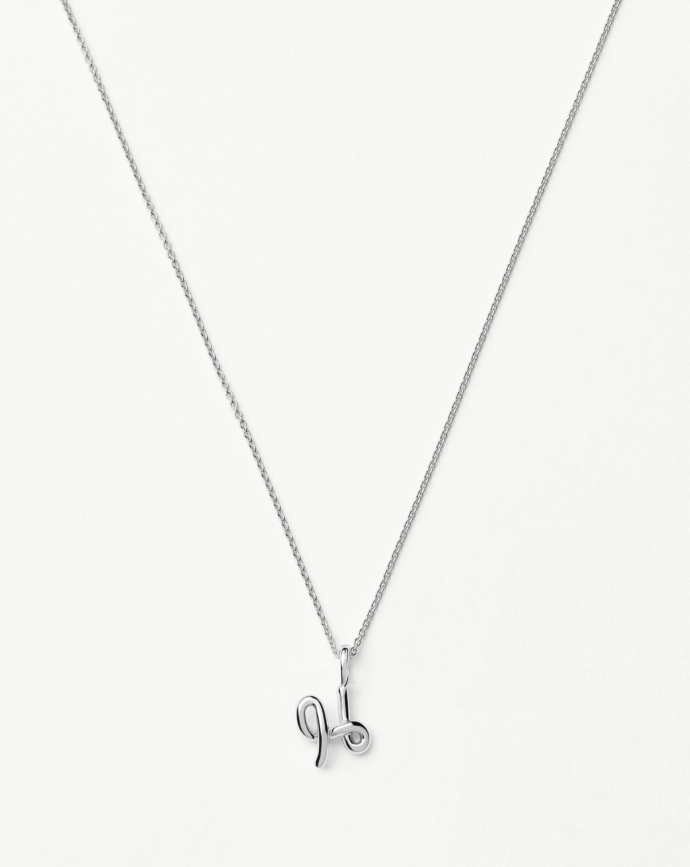 Curly Molten Mini Initial Necklace - H | Sterling Silver