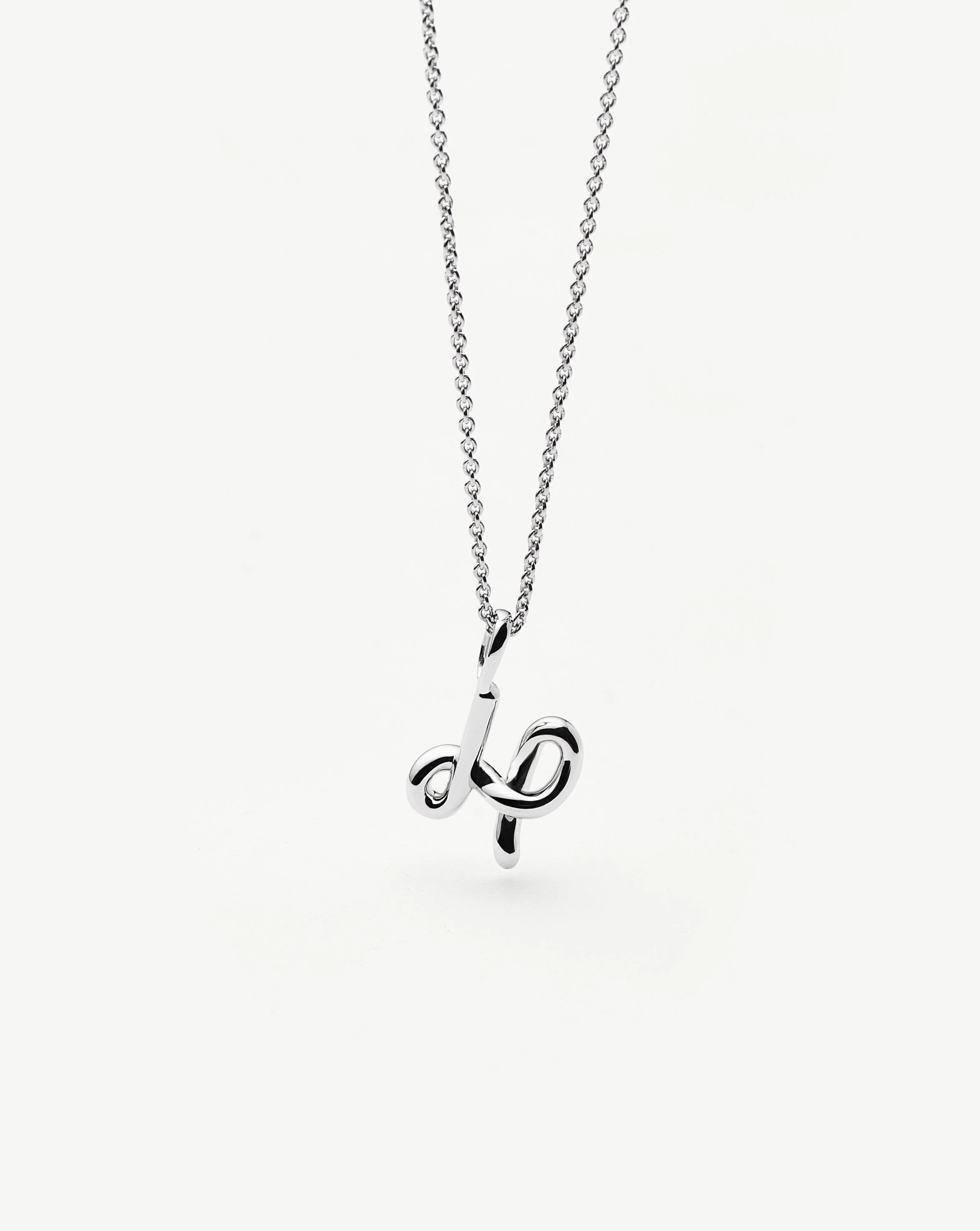 Curly Molten Mini Initial Necklace - H | Sterling Silver - Image 2