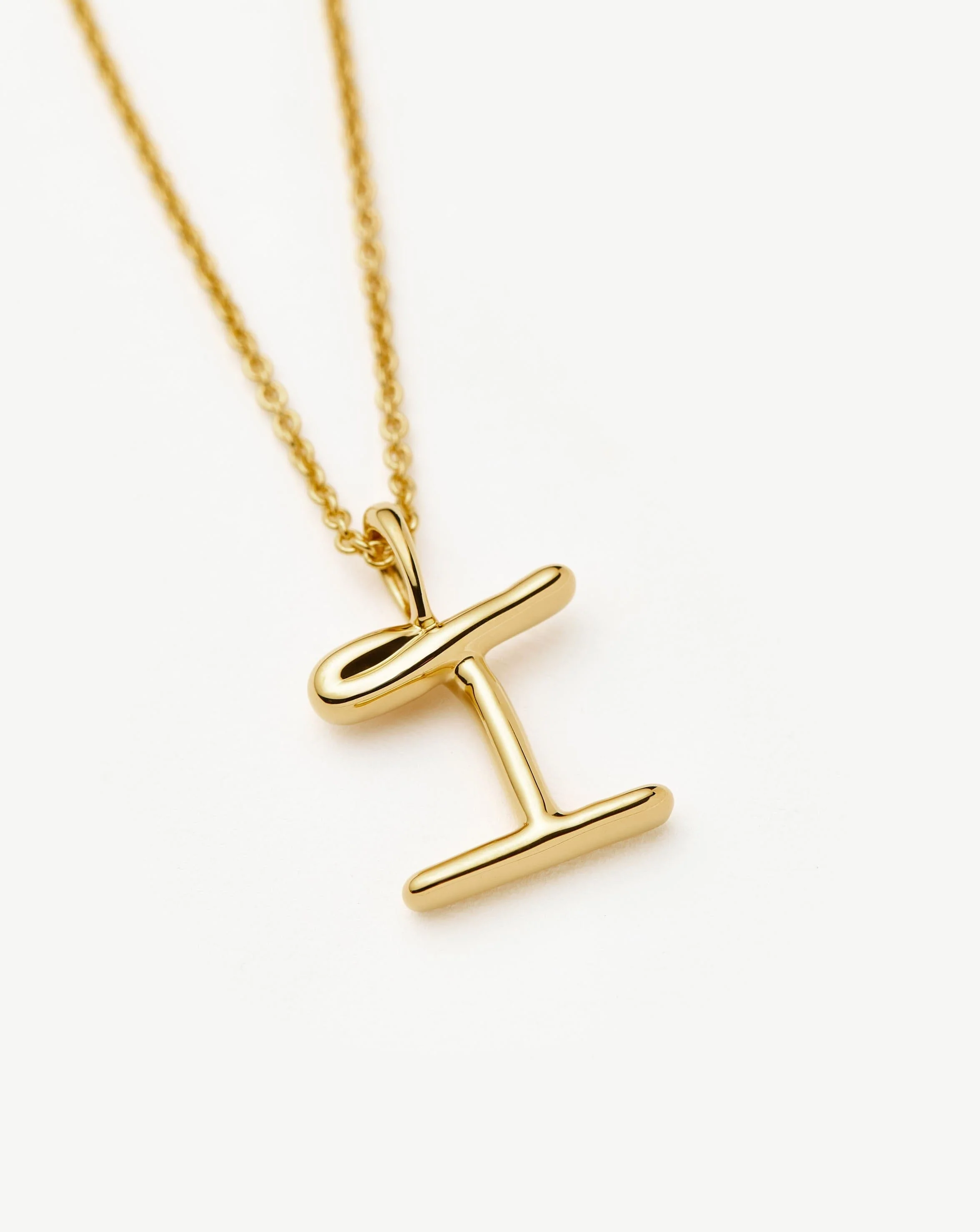 Curly Molten Mini Initial Necklace - I | 18ct Gold Vermeil - Image 4
