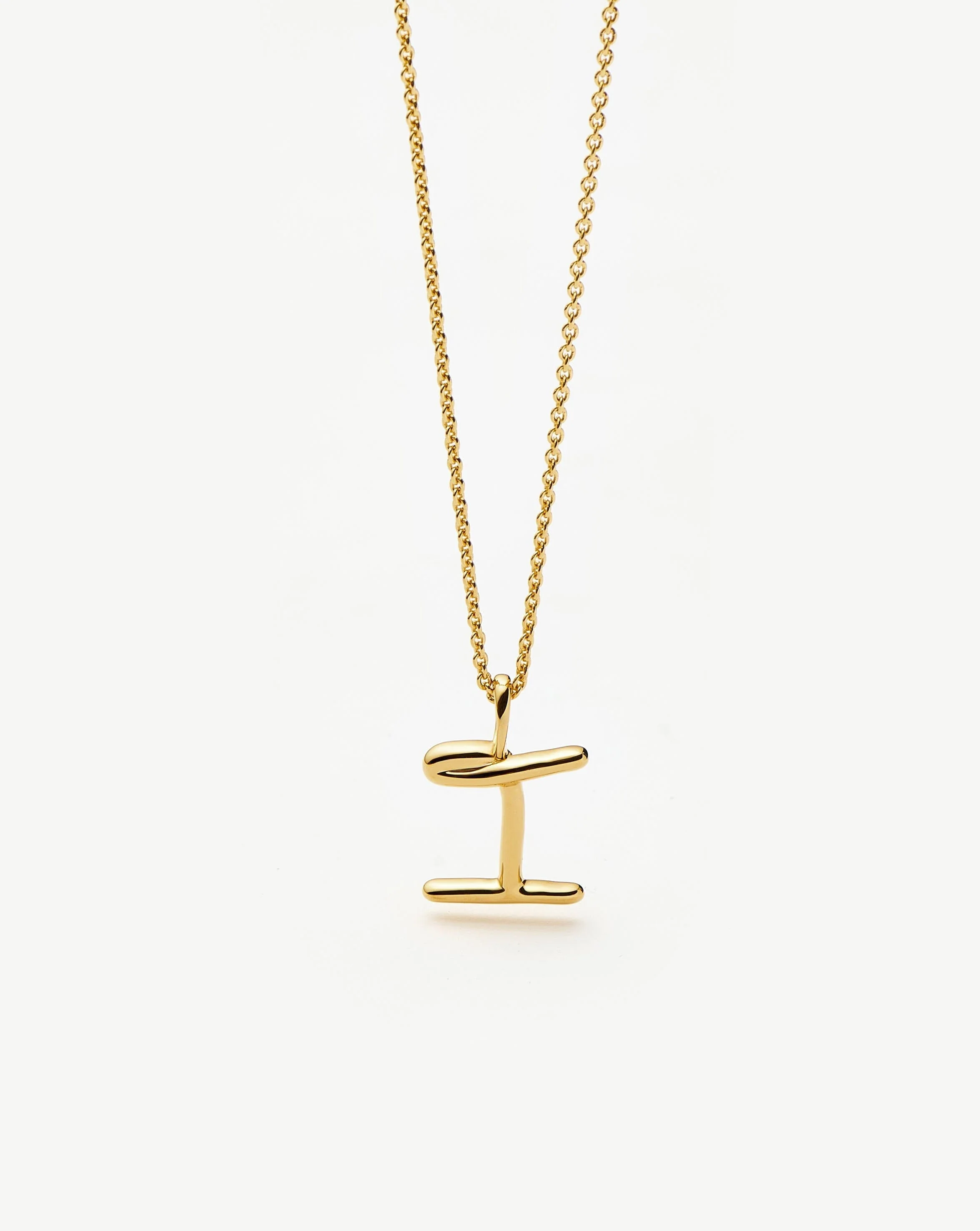Curly Molten Mini Initial Necklace - I | 18ct Gold Vermeil - Image 5