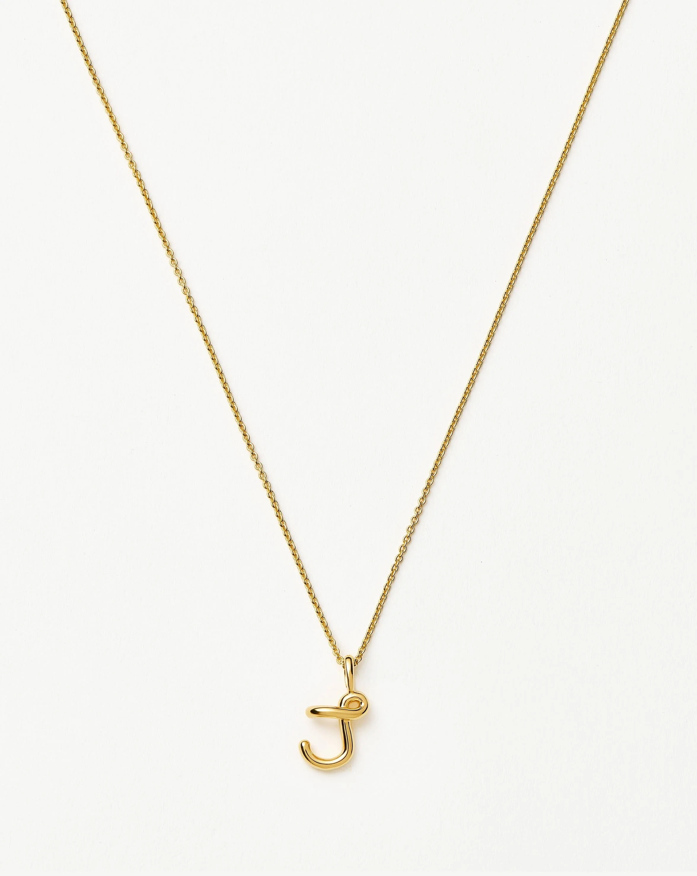 Curly Molten Mini Initial Necklace - J | 18ct Gold Vermeil
