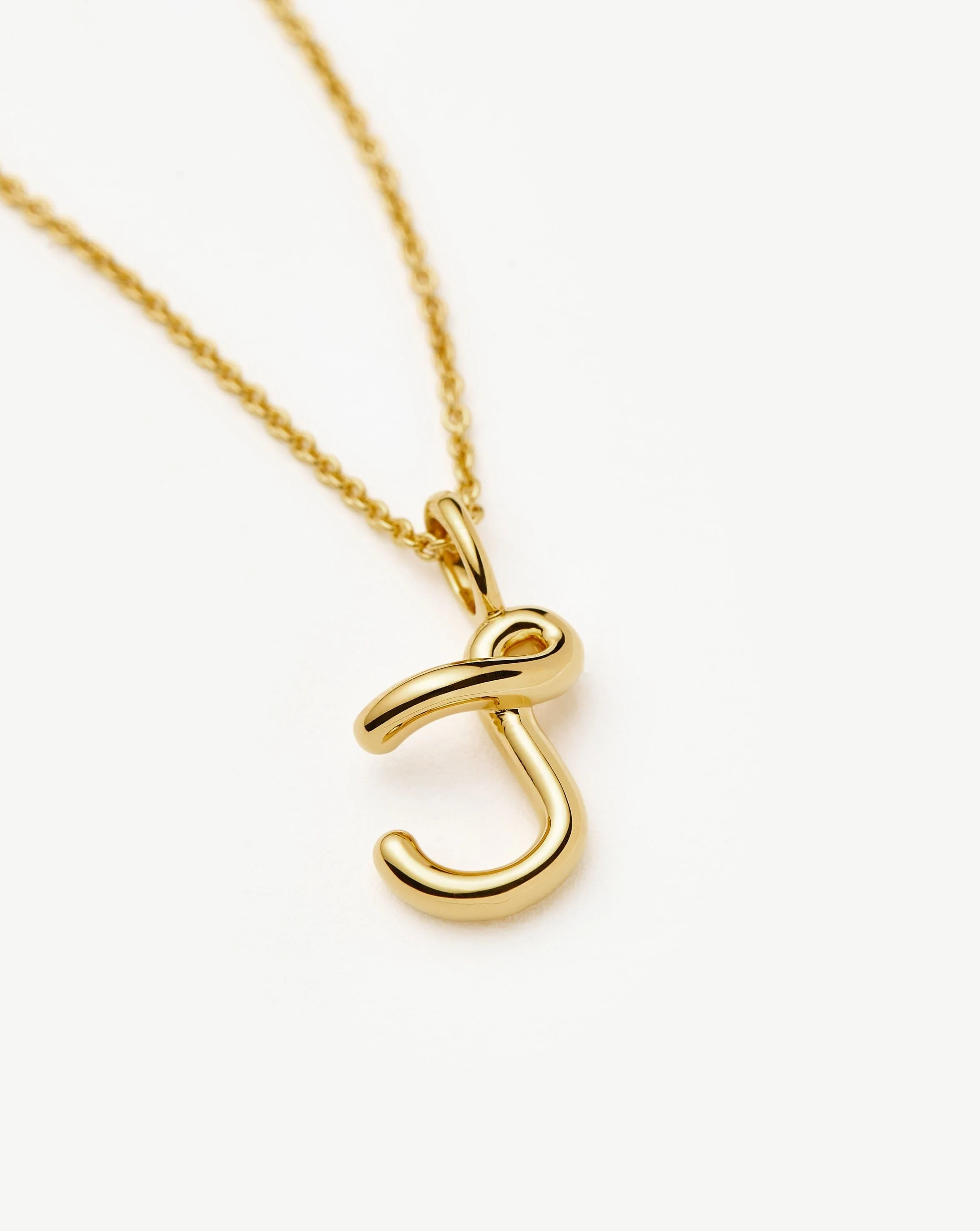 Curly Molten Mini Initial Necklace - J | 18ct Gold Vermeil - Image 4