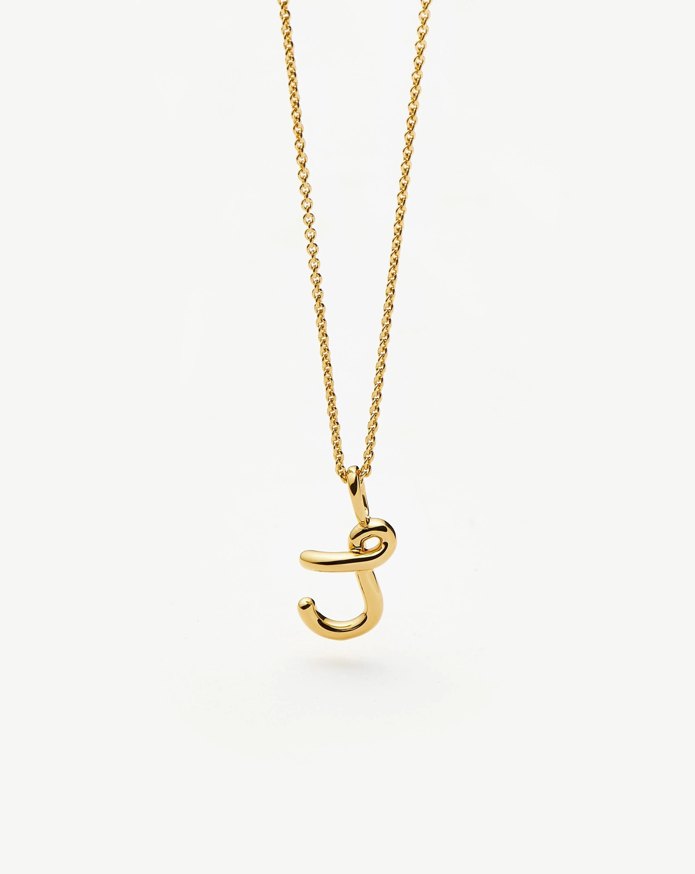 Curly Molten Mini Initial Necklace - J | 18ct Gold Vermeil - Image 5