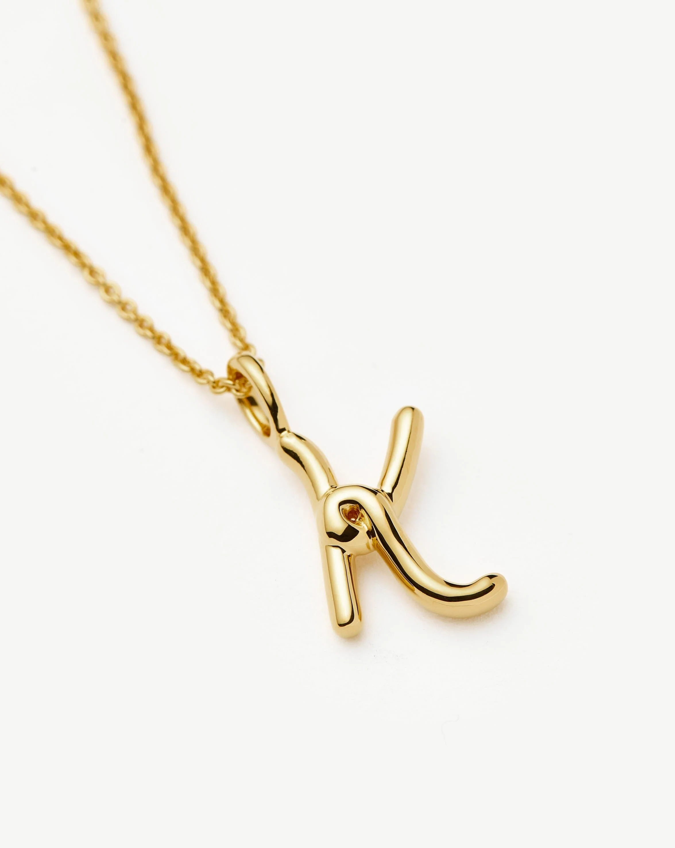 Curly Molten Mini Initial Necklace - K | 18ct Gold Vermeil - Image 2
