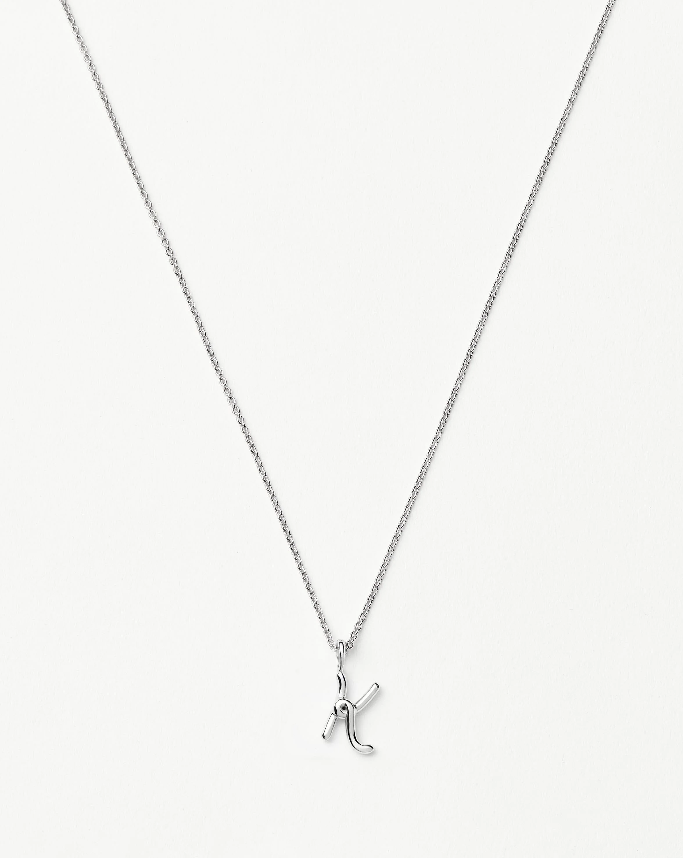 Curly Molten Mini Initial Necklace - K | Sterling Silver