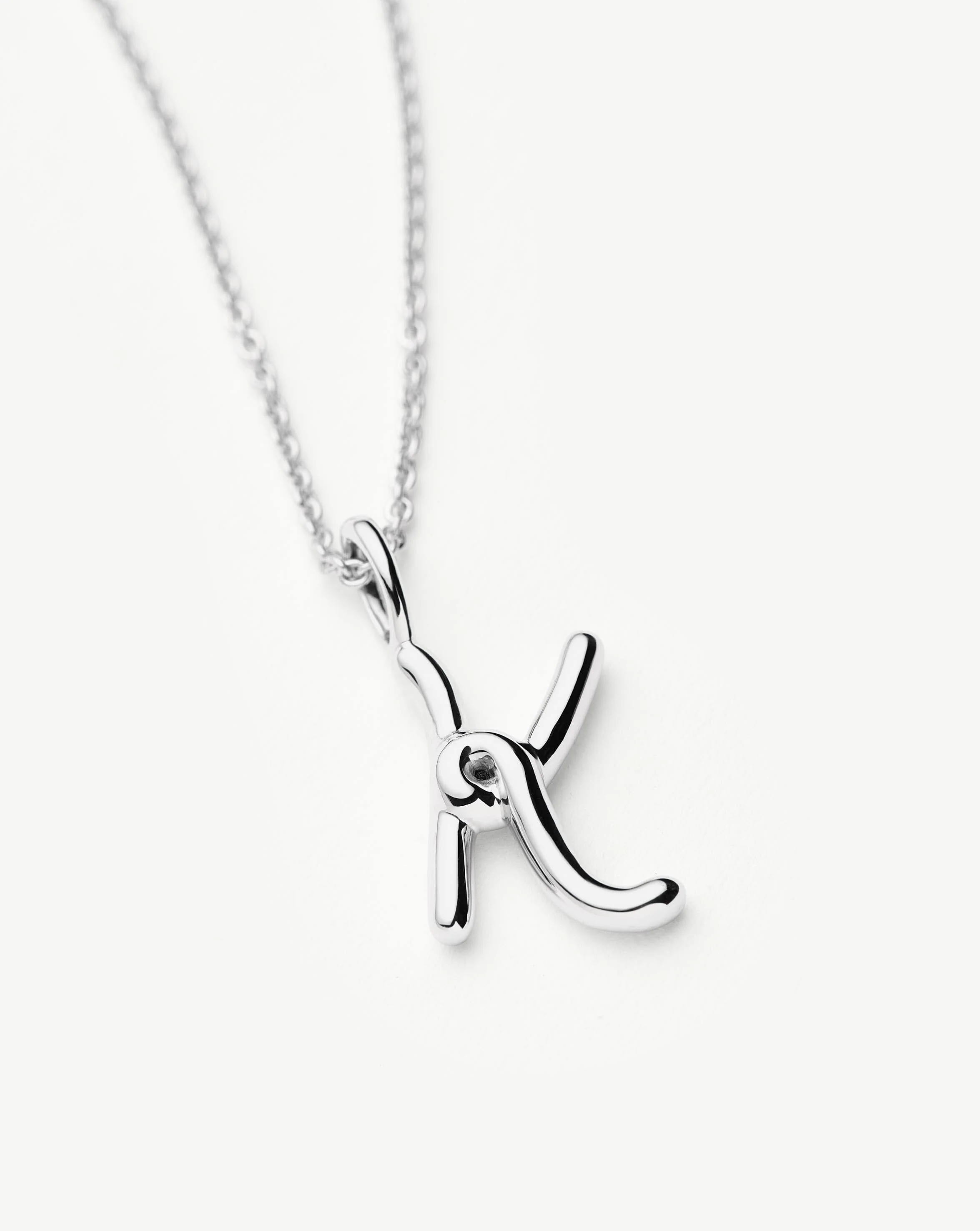 Curly Molten Mini Initial Necklace - K | Sterling Silver - Image 2