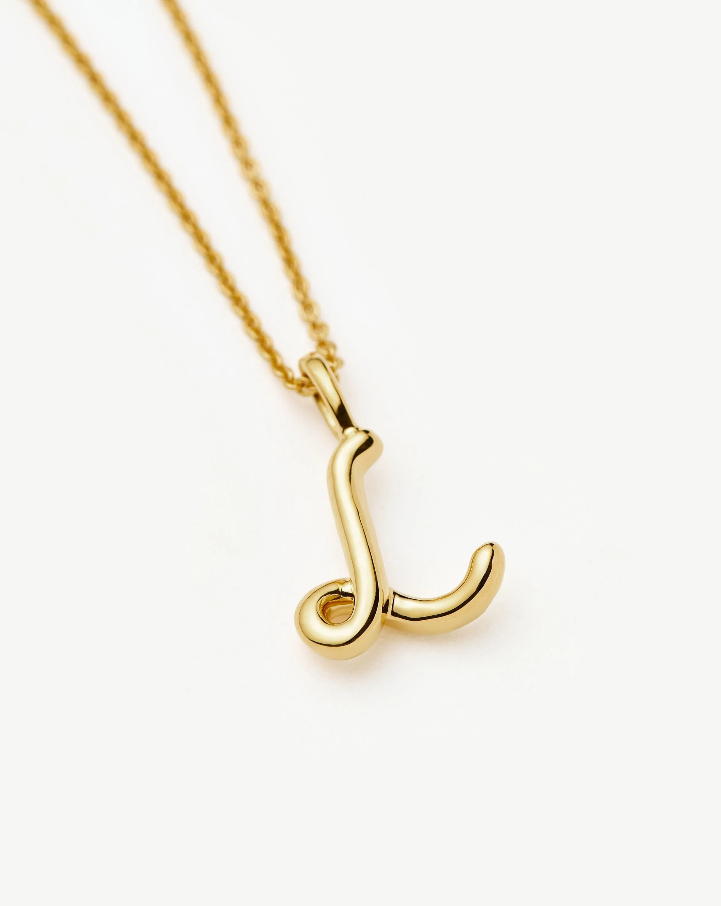 Curly Molten Mini Initial Necklace - L | 18ct Gold Vermeil - Image 4