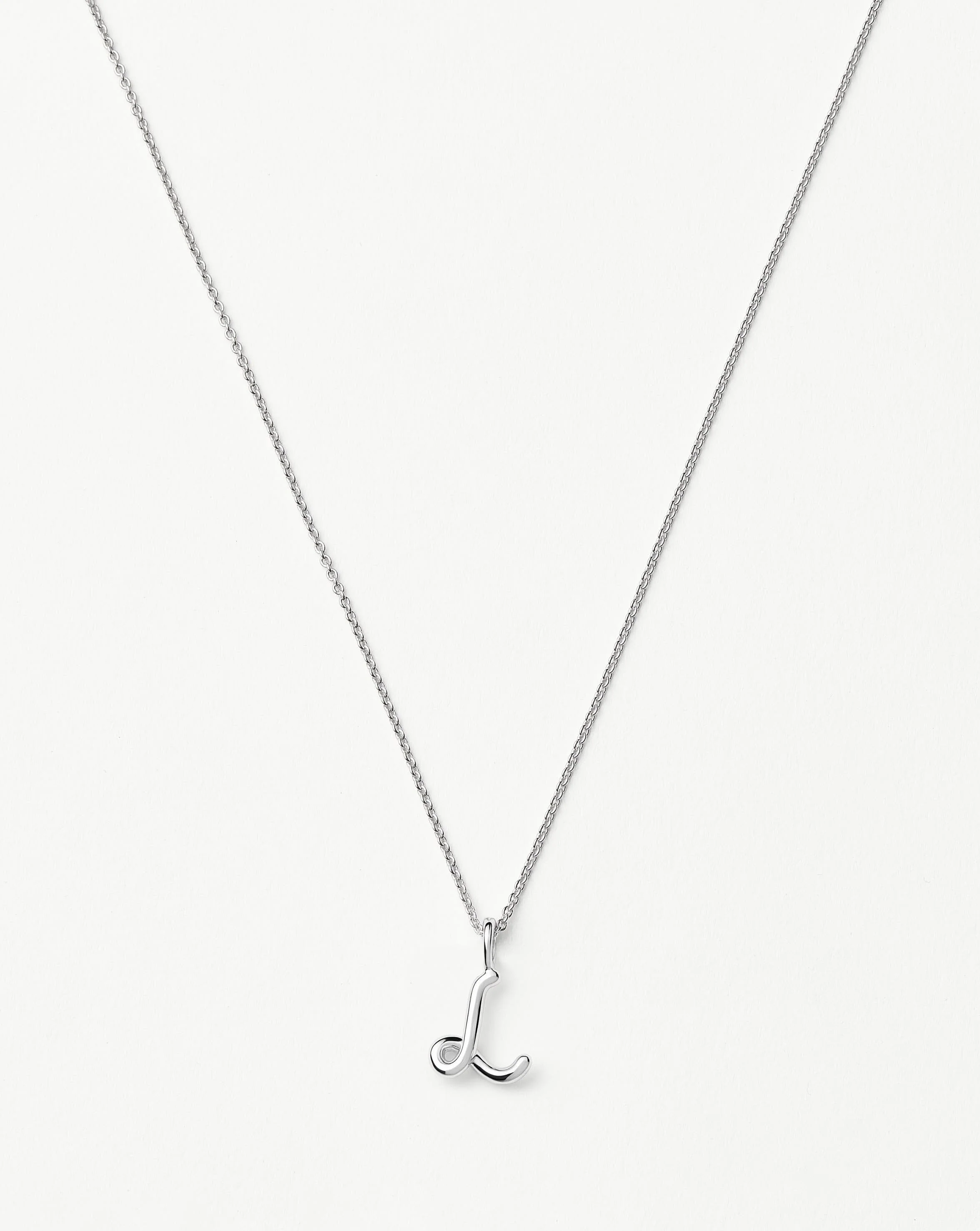 Curly Molten Mini Initial Necklace - L | Sterling Silver