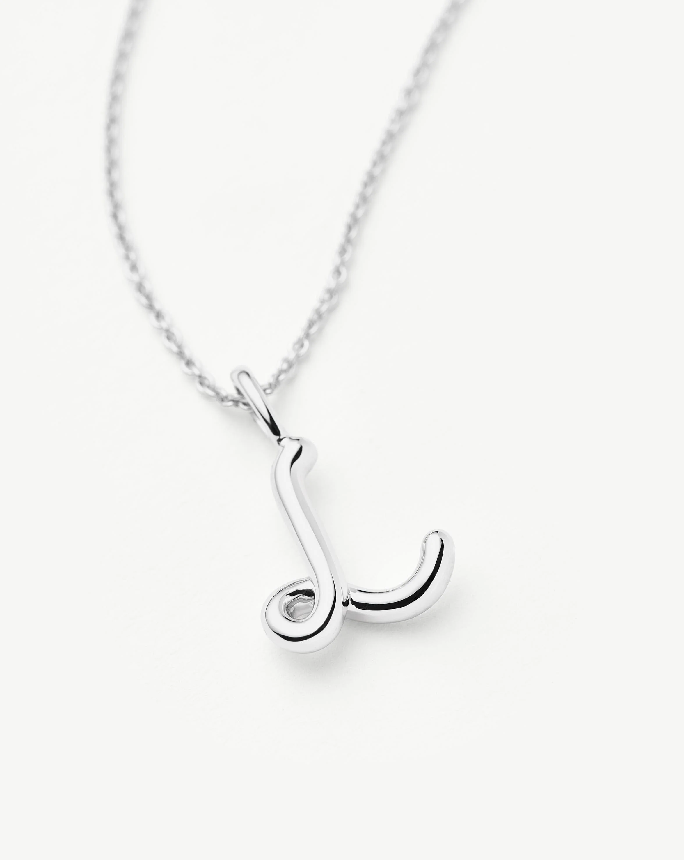 Curly Molten Mini Initial Necklace - L | Sterling Silver - Image 4