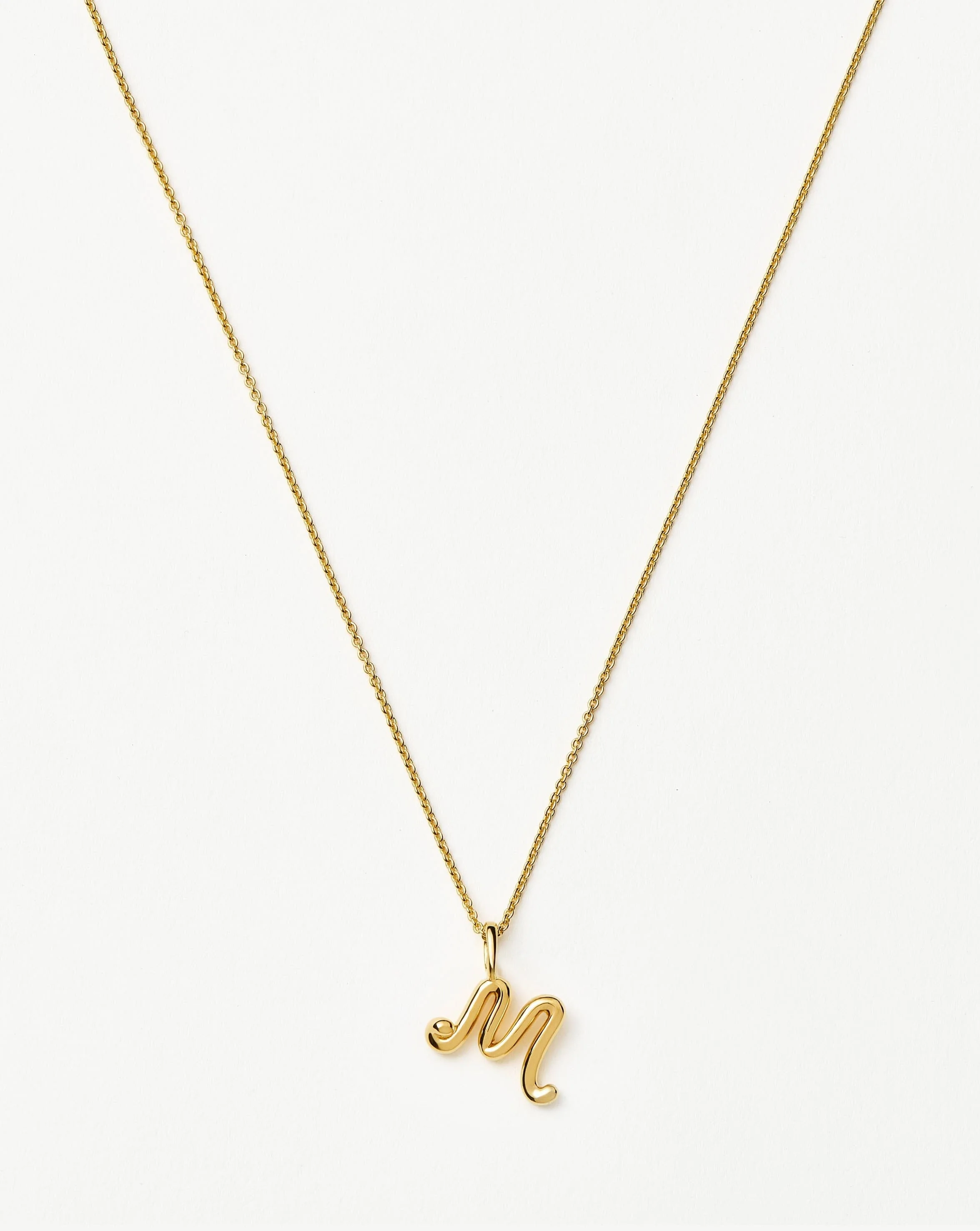Curly Molten Mini Initial Necklace - M | 18ct Gold Vermeil