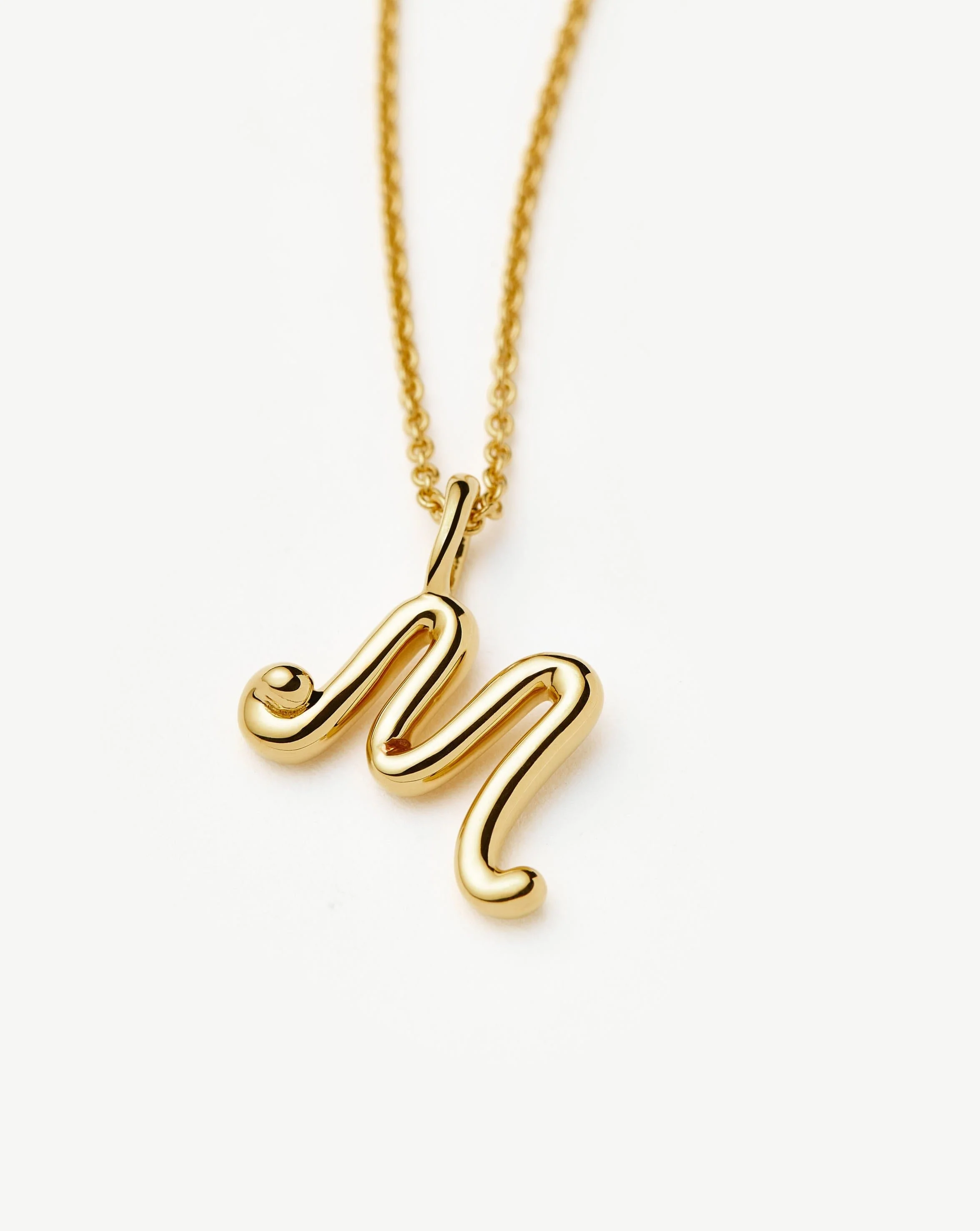Curly Molten Mini Initial Necklace - M | 18ct Gold Vermeil - Image 2