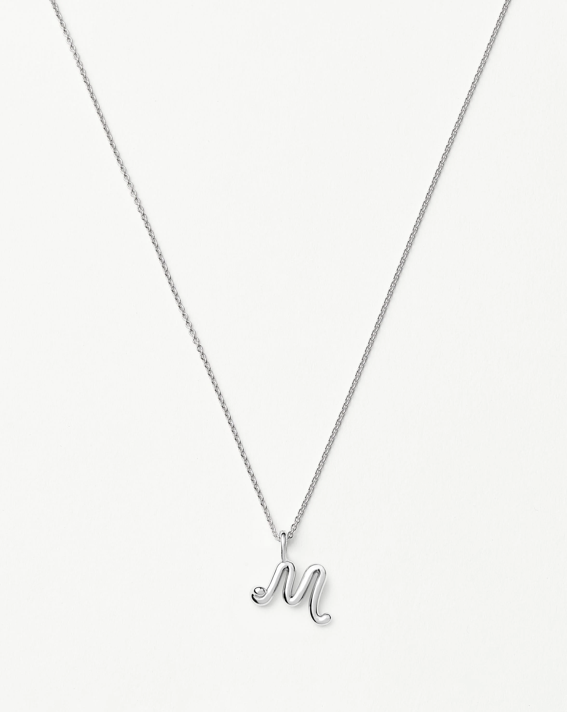 Curly Molten Mini Initial Necklace - M | Sterling Silver
