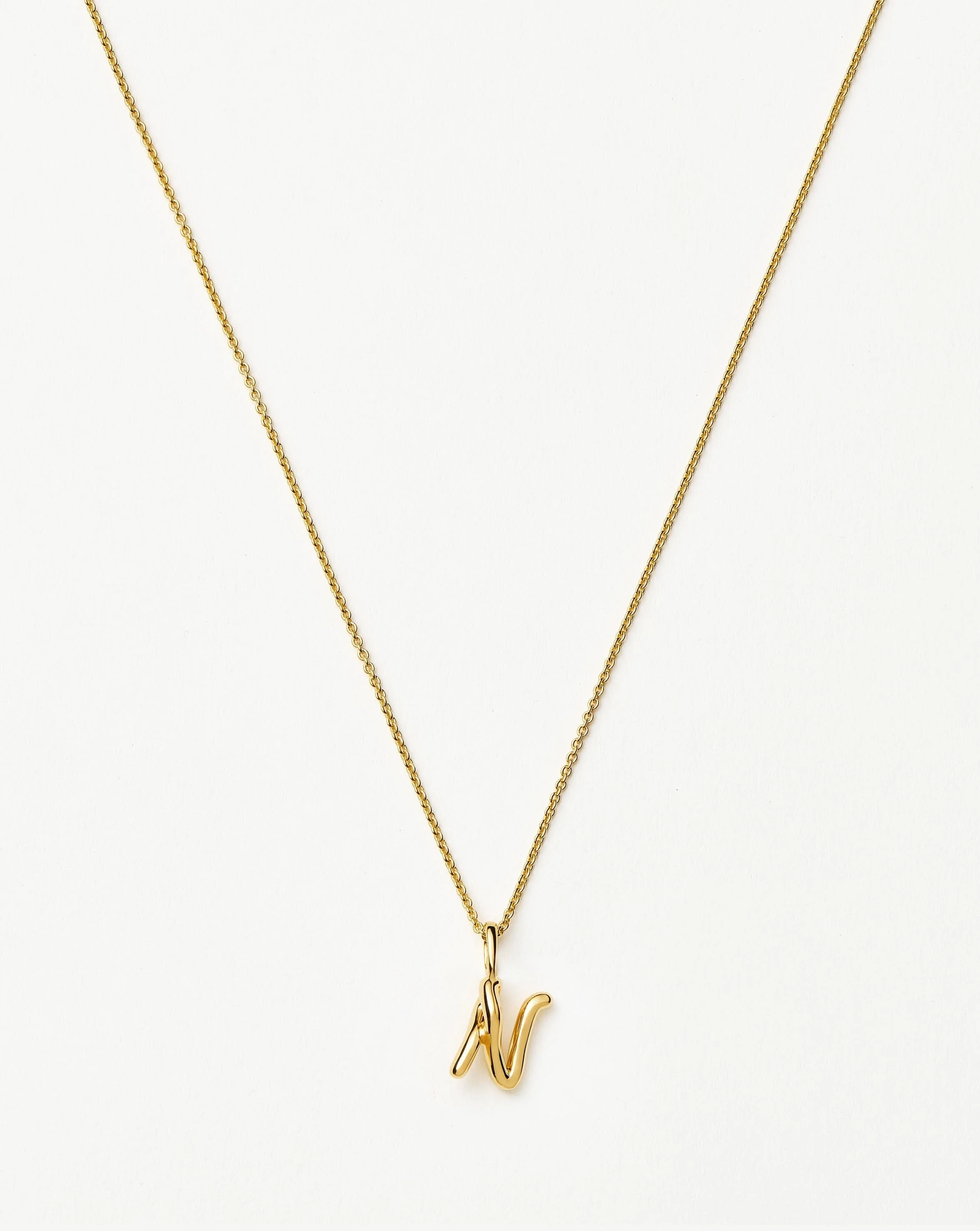 Curly Molten Mini Initial Necklace - N | 18ct Gold Vermeil