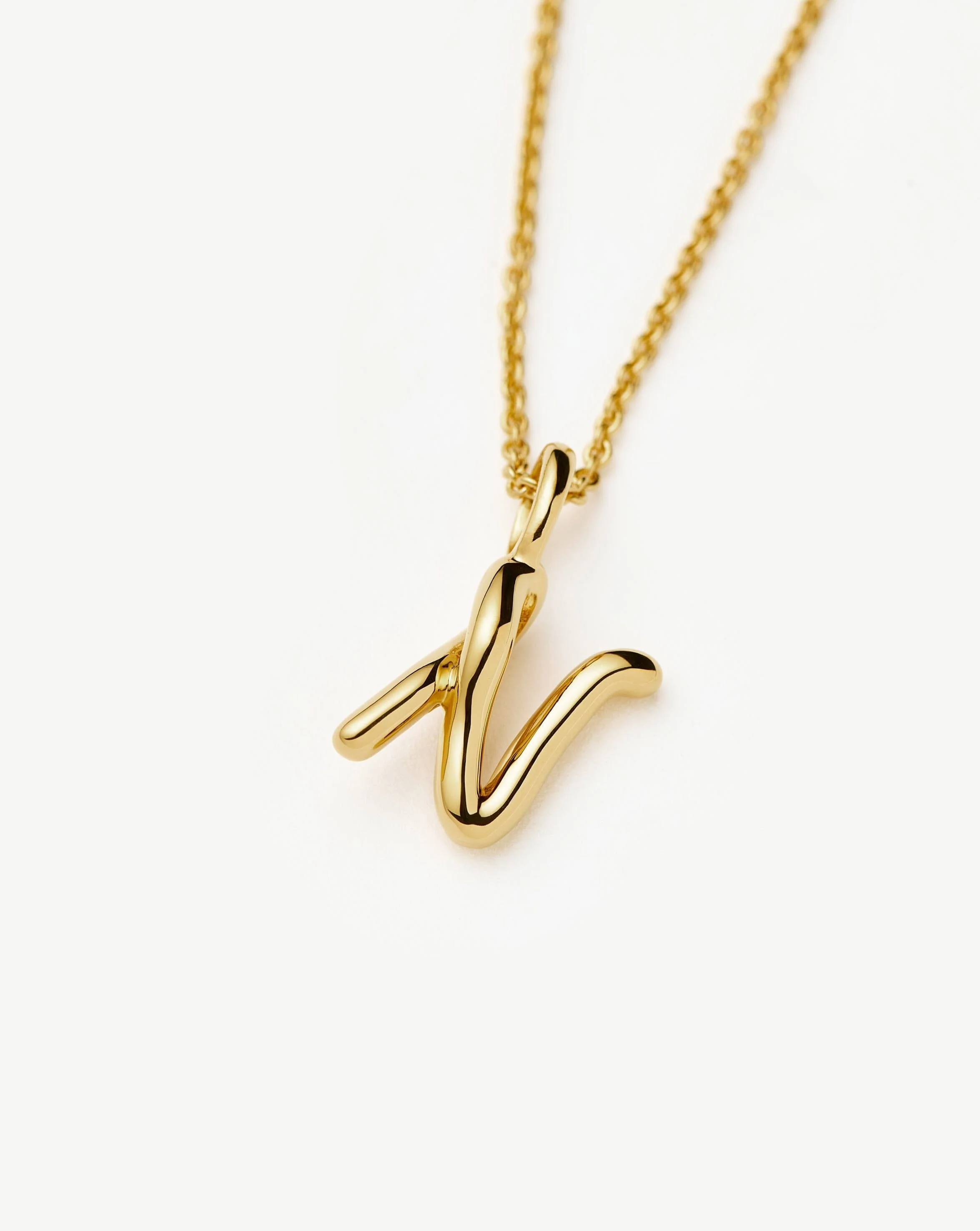 Curly Molten Mini Initial Necklace - N | 18ct Gold Vermeil - Image 2