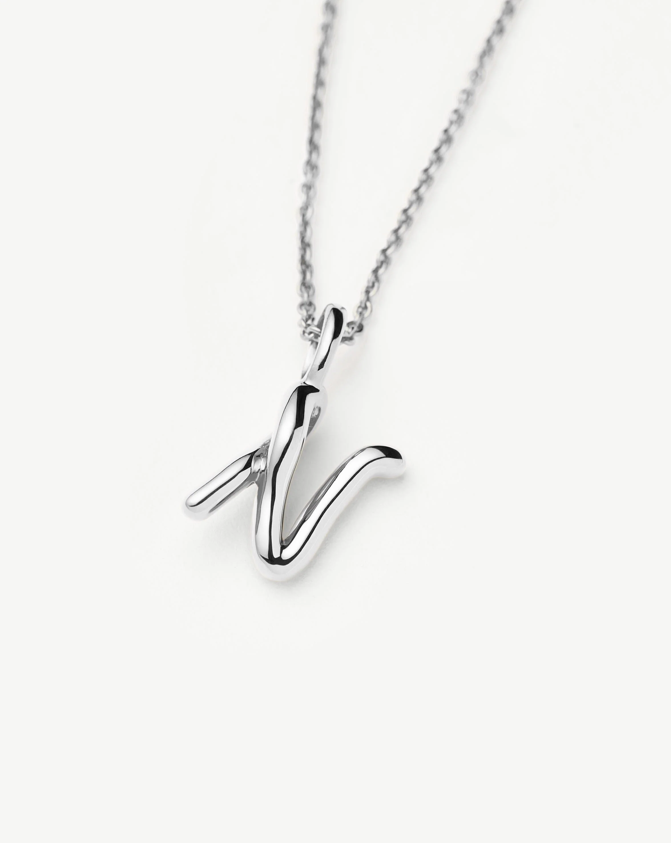 Curly Molten Mini Initial Necklace - N | Sterling Silver - Image 2