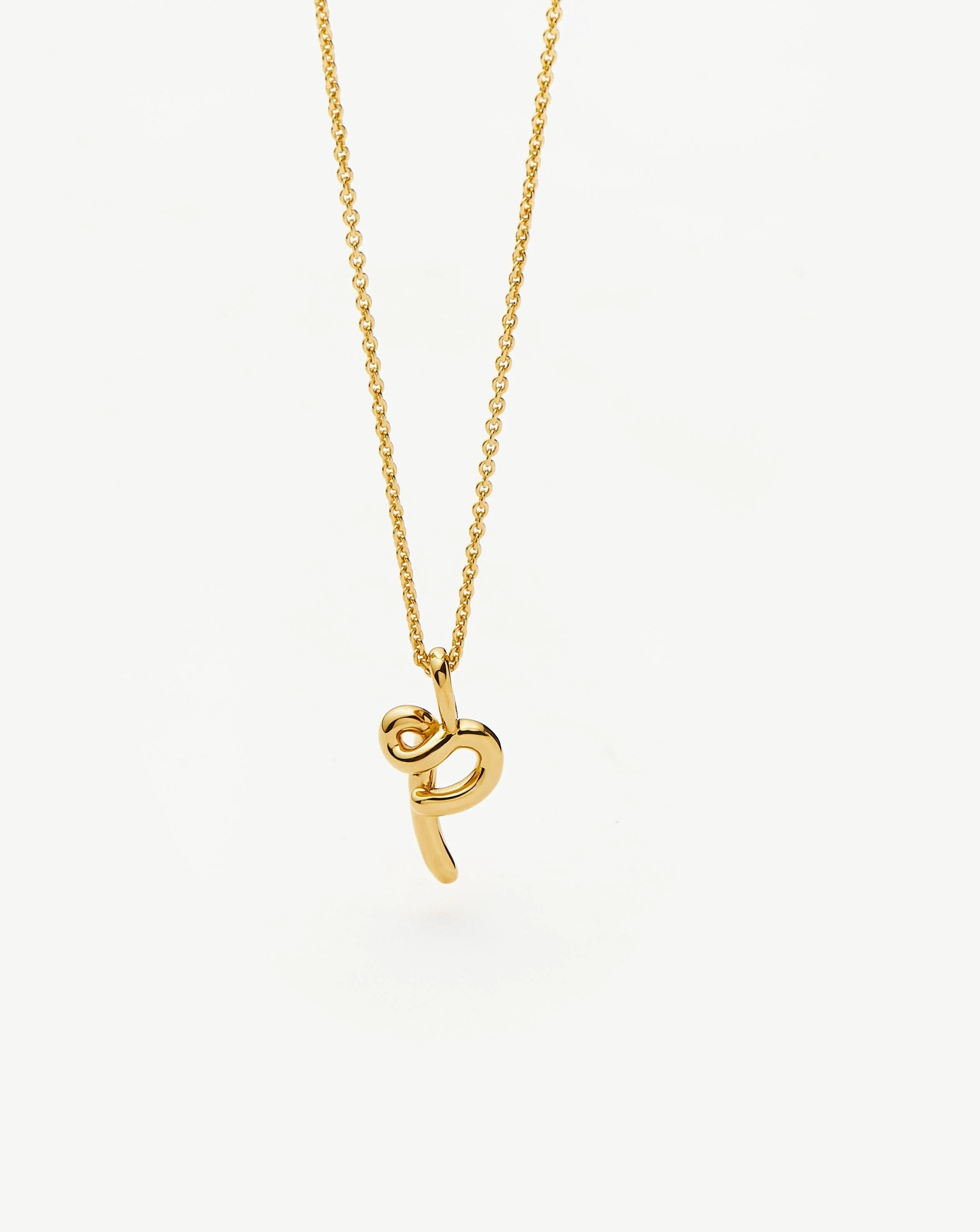 Curly Molten Mini Initial Necklace - P | 18ct Gold Vermeil - Image 2